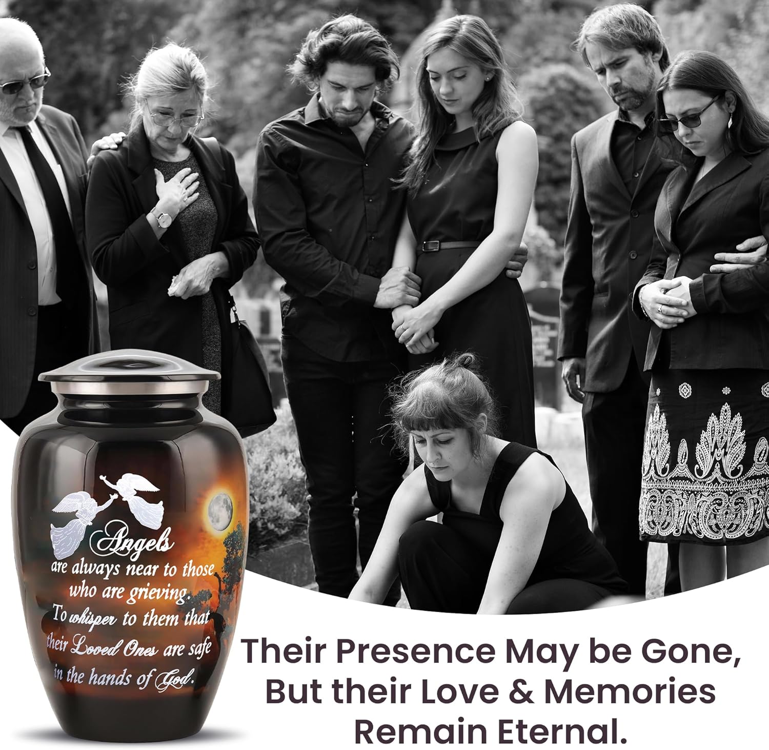 Handcrafted Large Urn for Ashes with Angel Quote