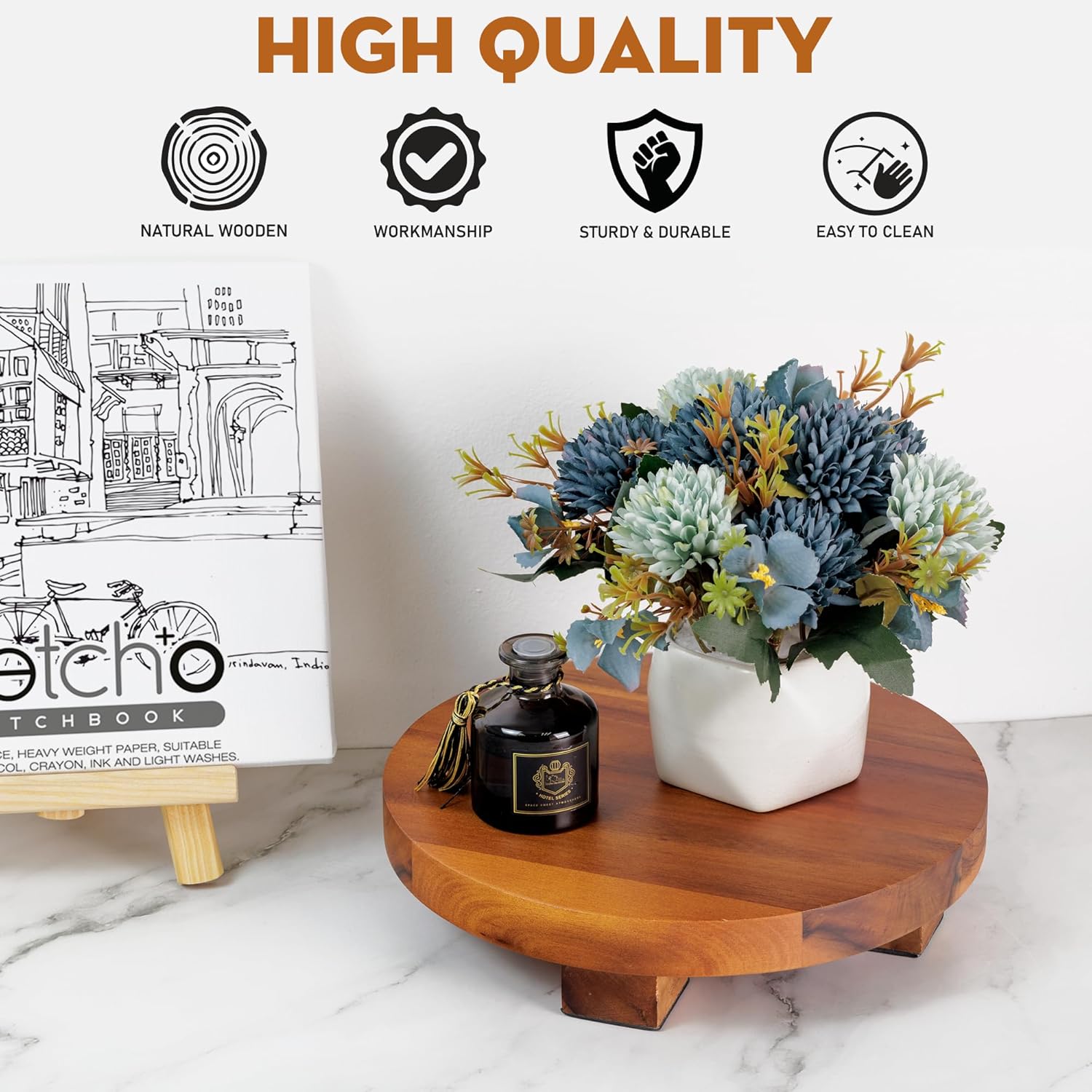 Demigo Round Acacia Wood Riser 95 Inches