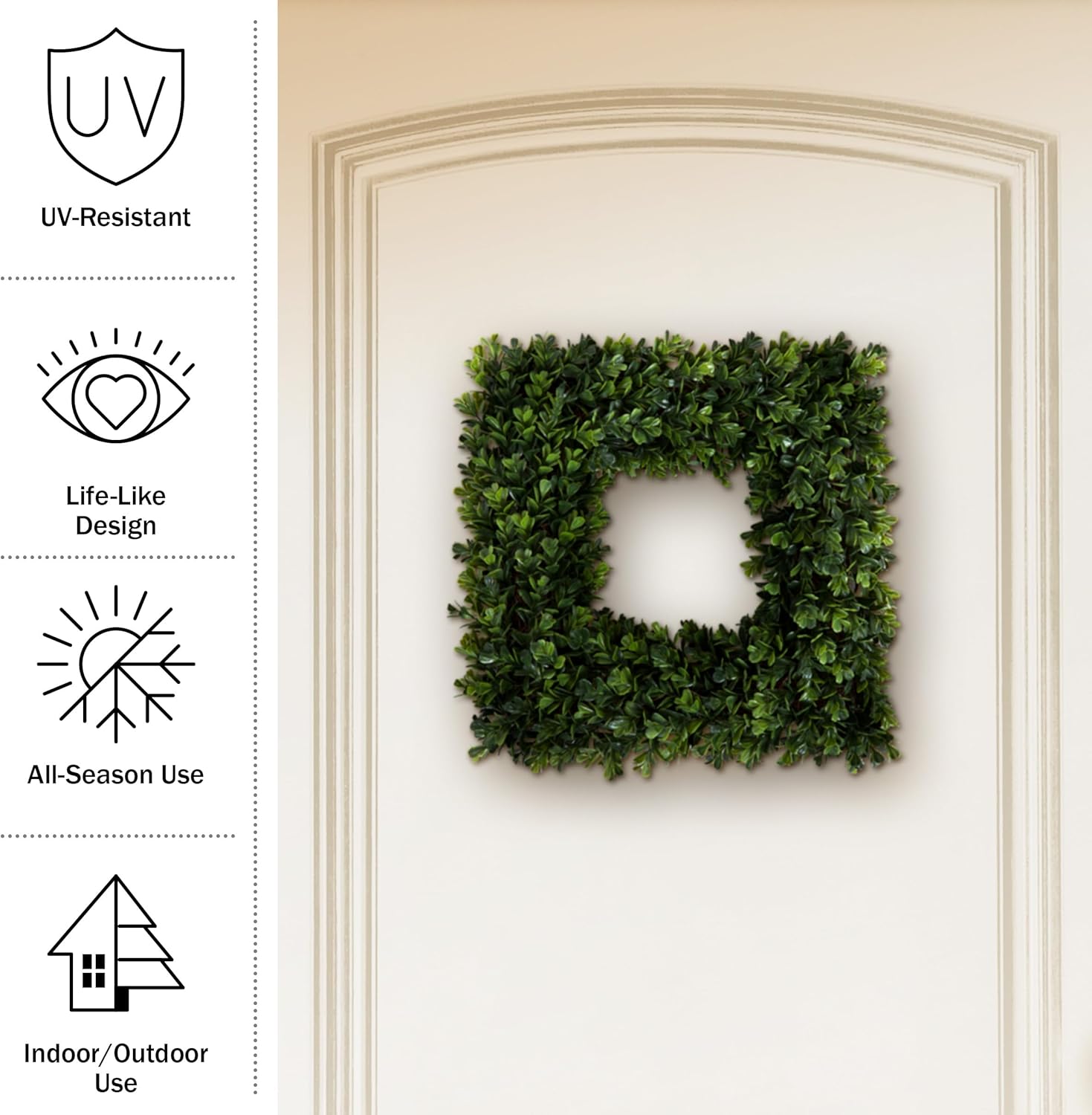 Pure Garden 165-Inch UV Resistant Boxwood Wreath for Front Door