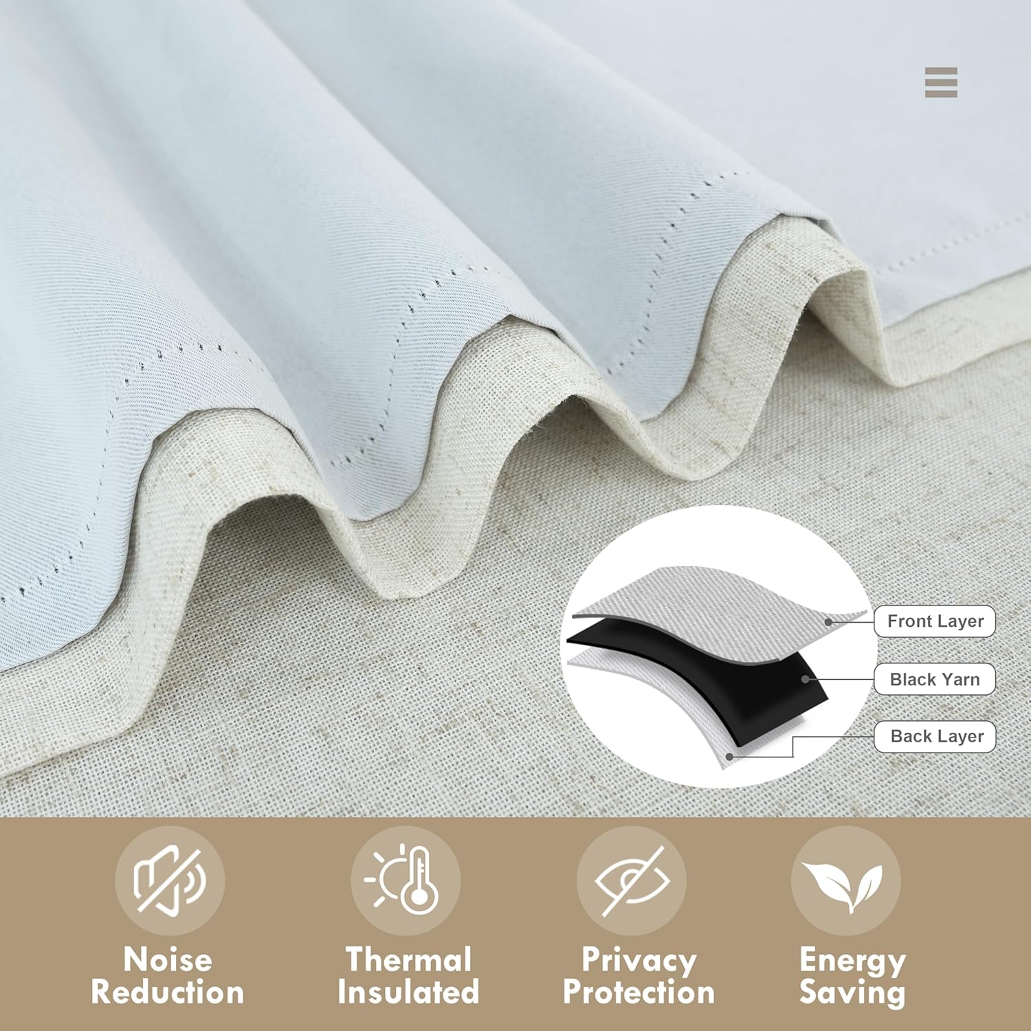 DriftAway Double Layer Linen Blackout Tie Up Curtains