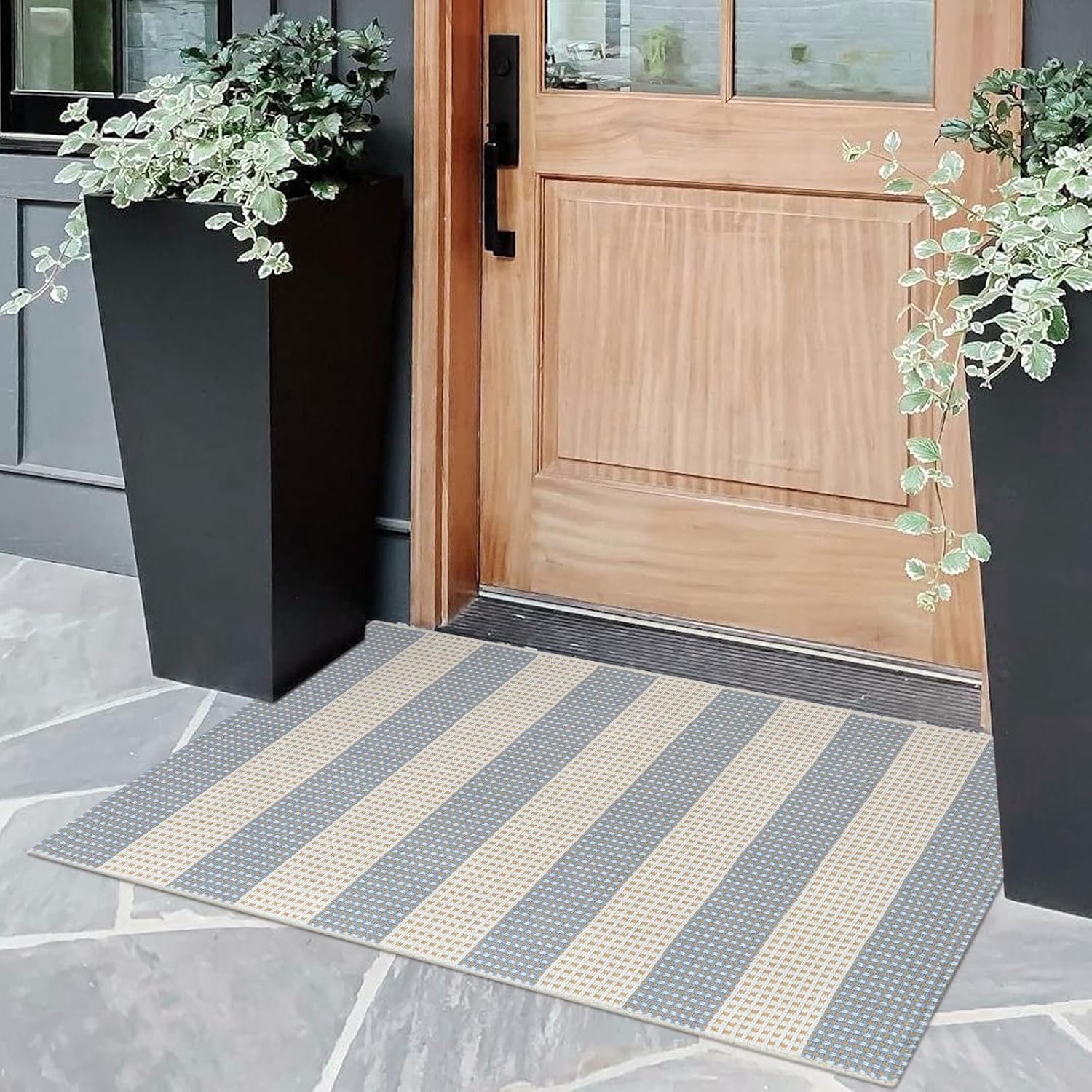 OJIA 24x36 Entry Rug Striped Indoor Outdoor