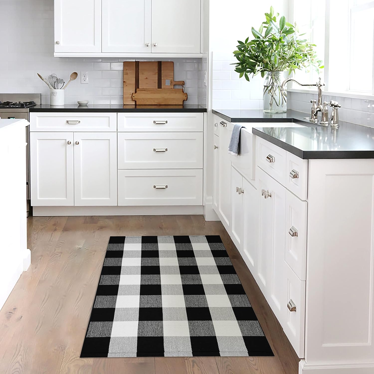 KILOCOCO Buffalo Plaid Checkered Door Mat - 275x43 Inches