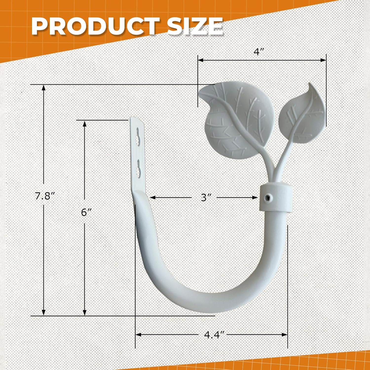 Matte White Leaf Shaped Curtain Holdbacks Set of 2