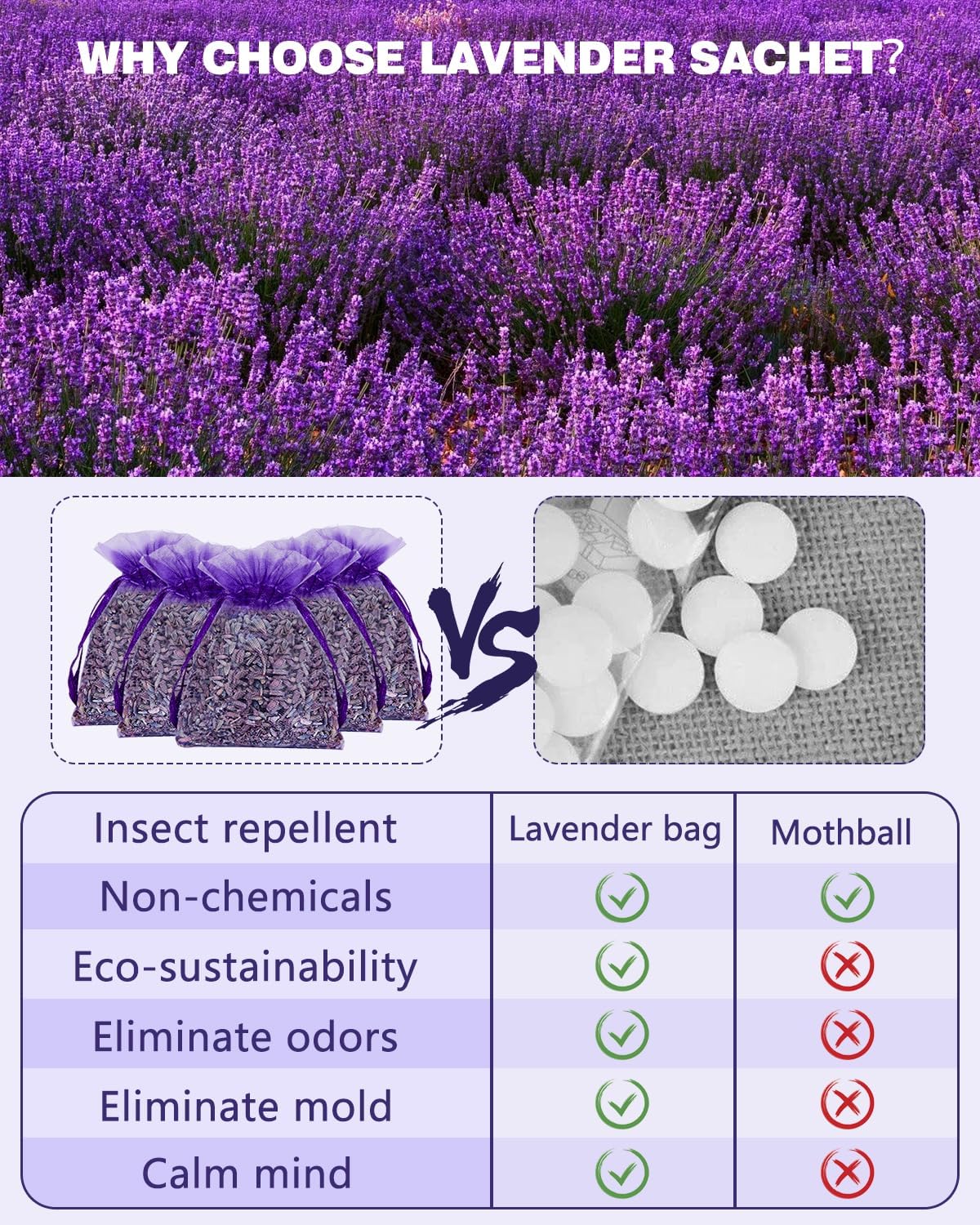 26 Pack French Lavender Sachet Bags for Home Fragrance