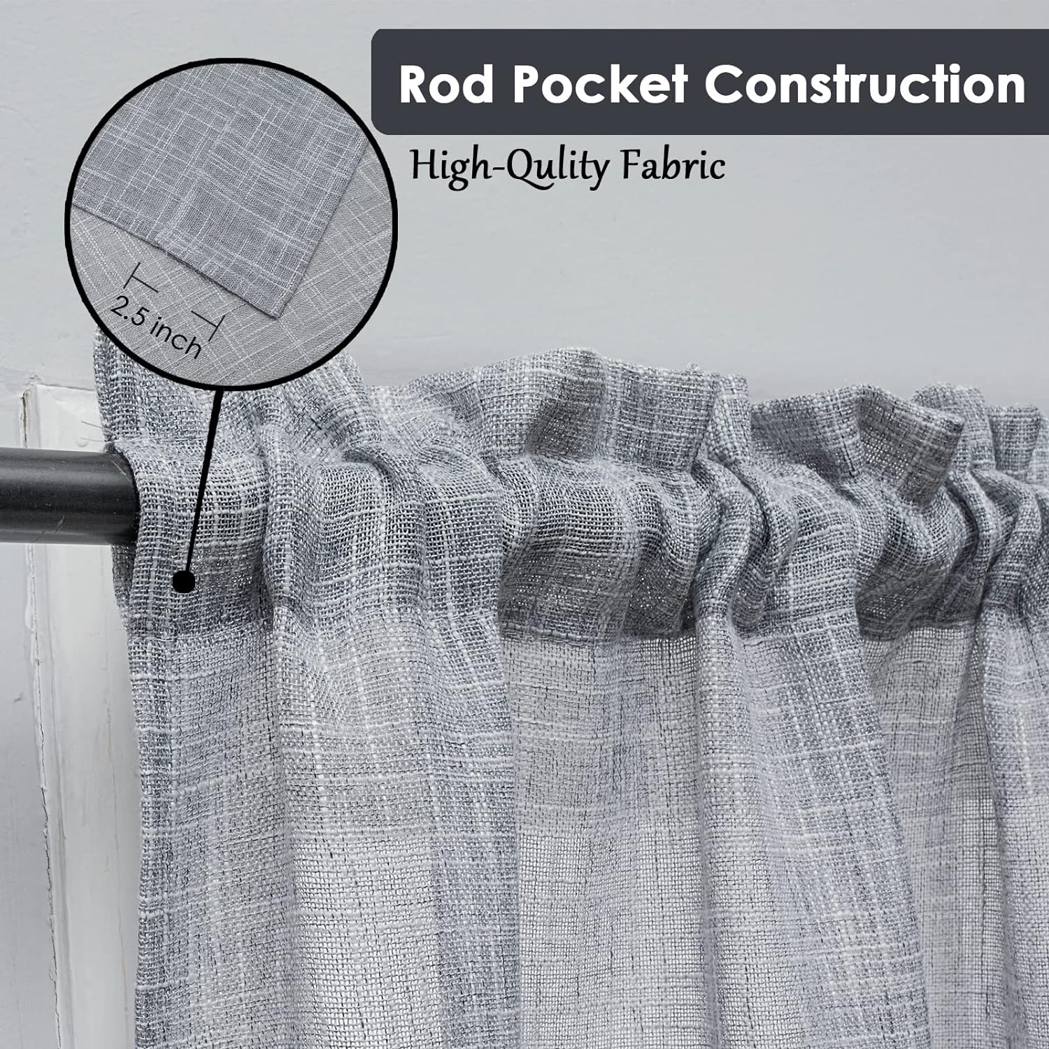 Beda Home Tassel Linen Swag Curtain Valance for Farmhouse Kitchen