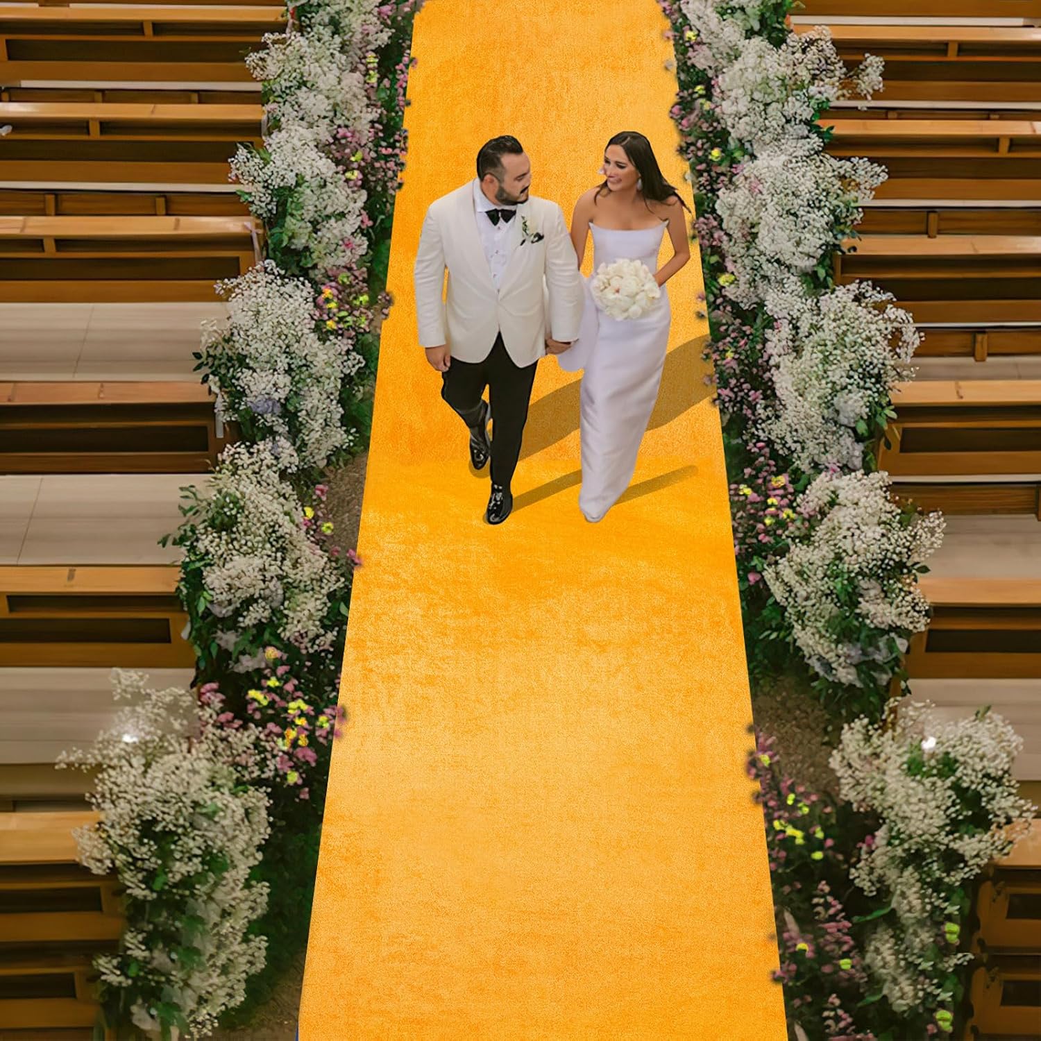Gold Velvet Aisle Runner for Weddings 45ft x 15ft