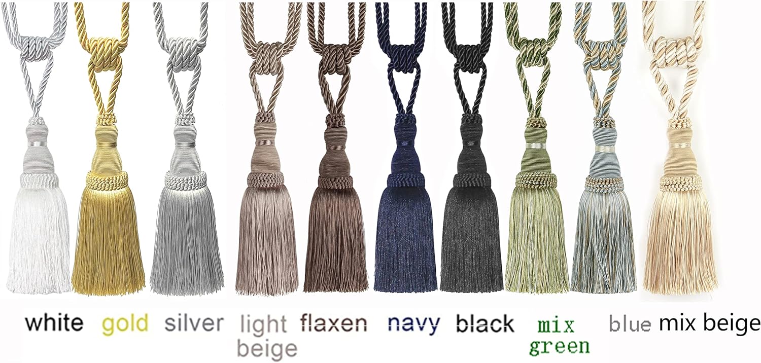 BEL AVENIR 2 Pack Shiny Polyester Curtain Tiebacks