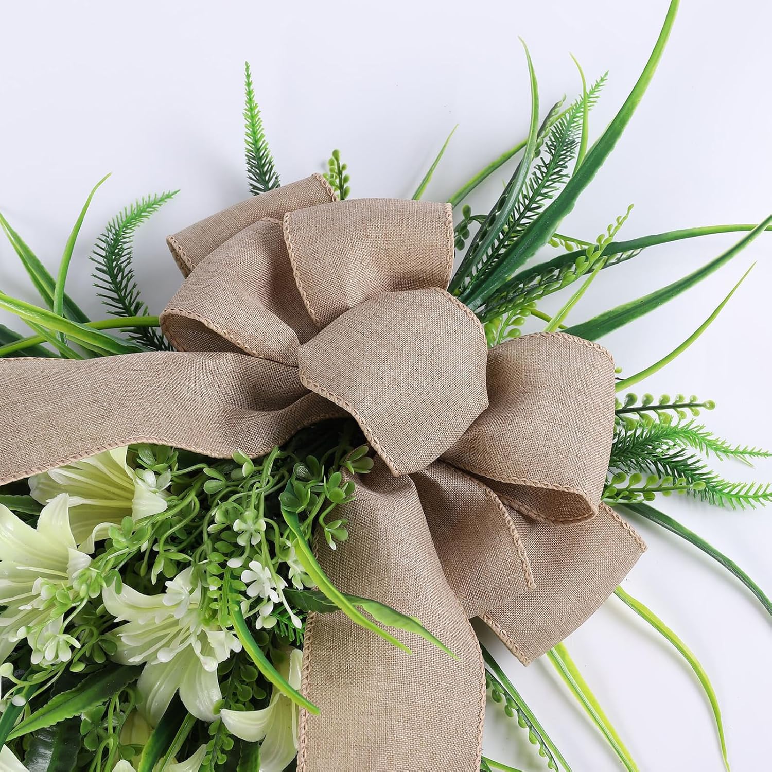 Artificial Lilies Teardrop Swag for Front Door
