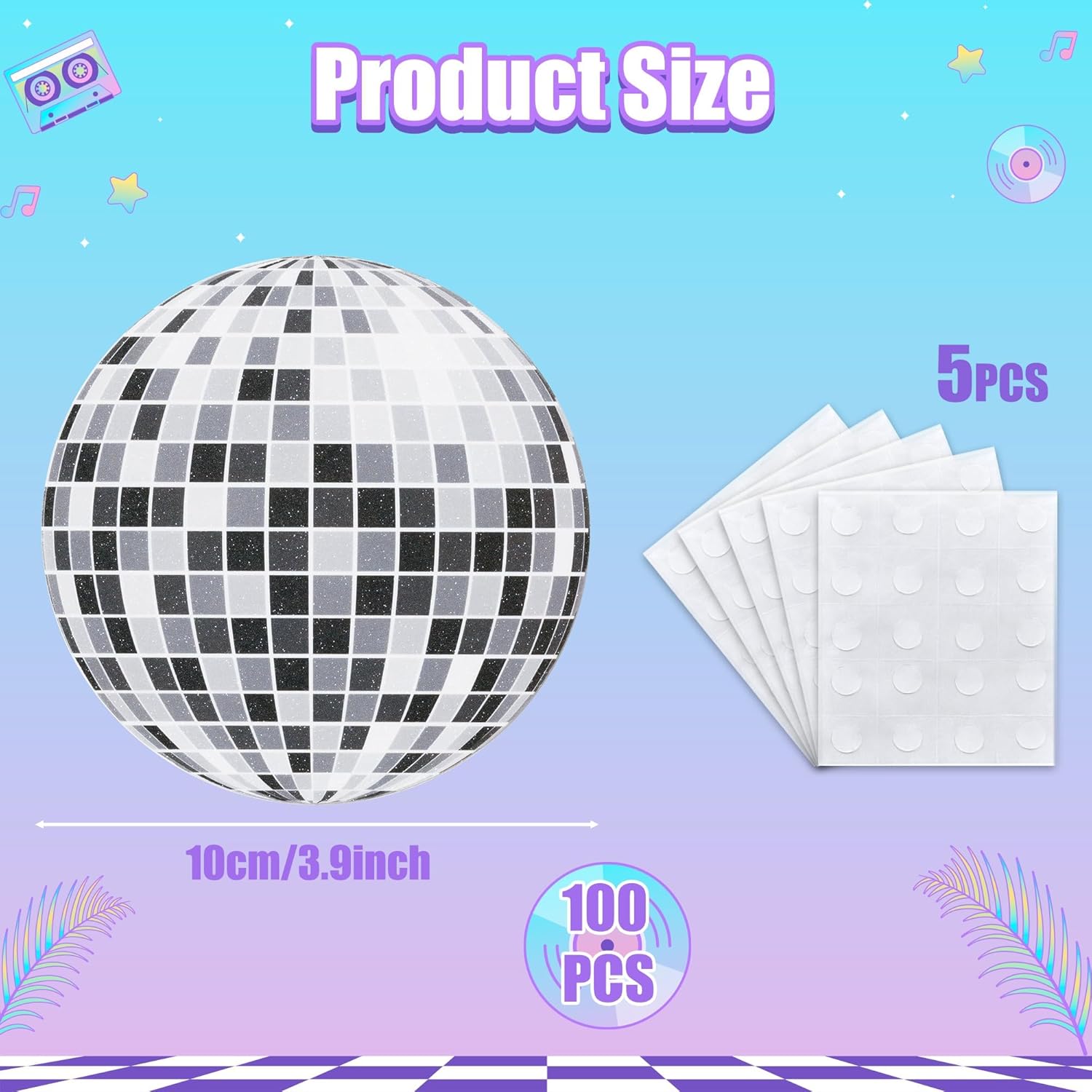 Glitter Disco Ball Cutouts 100Pcs Silver DIY Decor