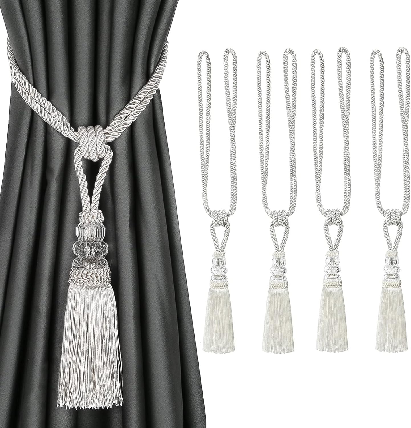 BEL AVENIR 4 Pack Crystal Curtain Tiebacks