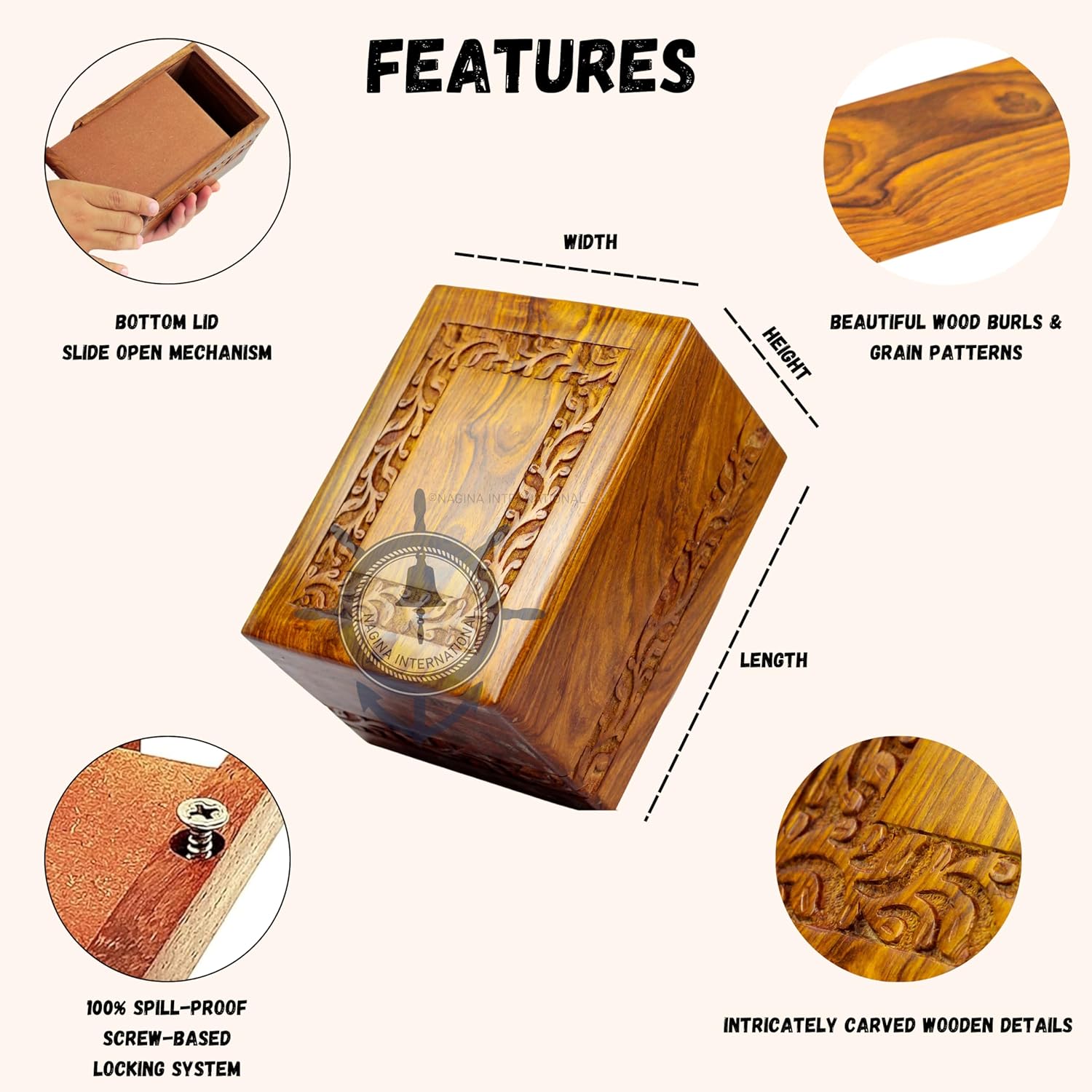 Premium Rosewood Hand Carved Decorative Urn - Medium