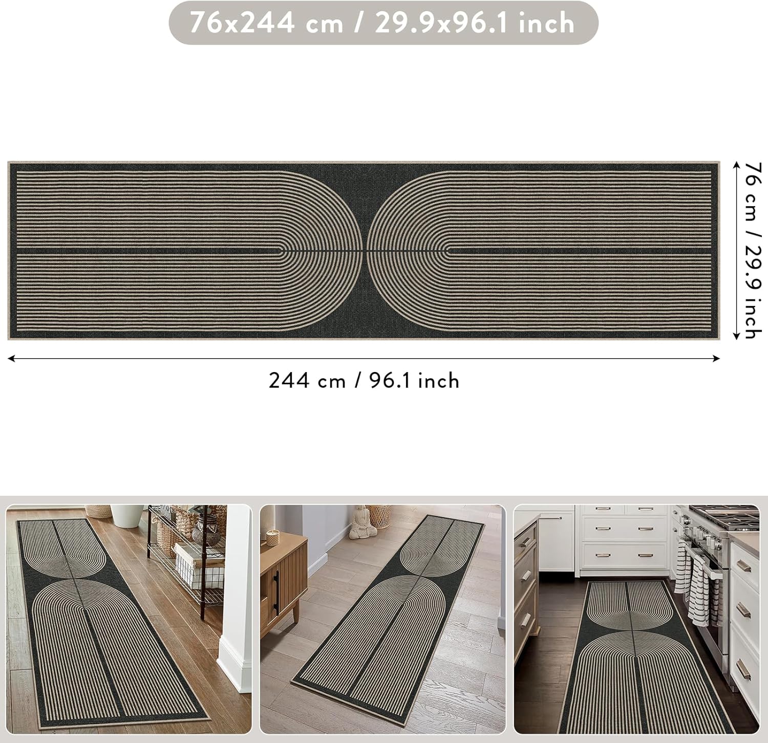 Lahome Modern Rainbow Kitchen Runner Rug 2x8