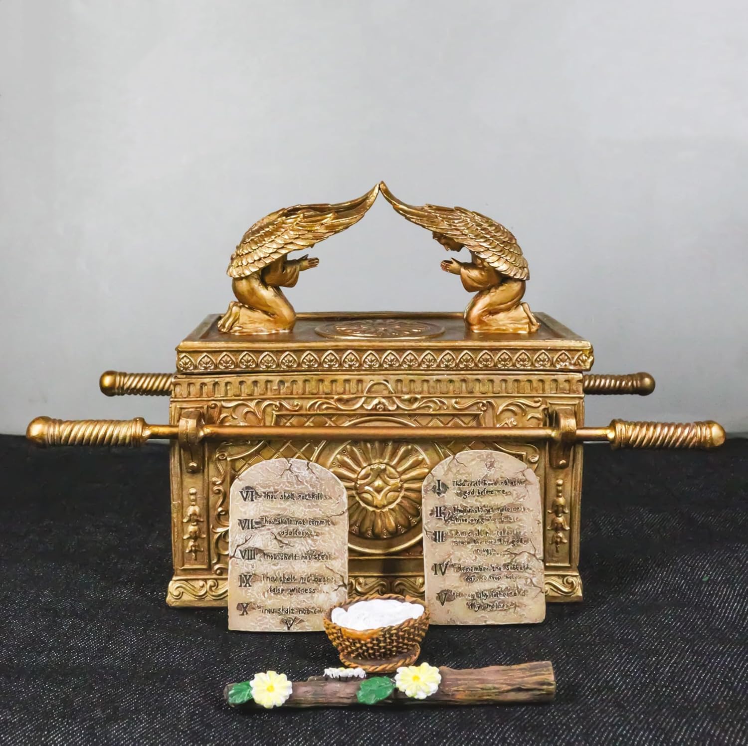 Ebros Matte Gold Ark of the Covenant Decorative Figurine