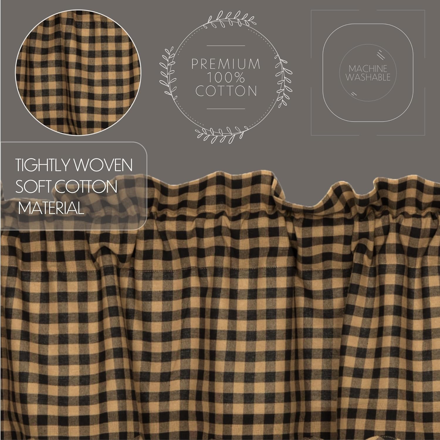 VHC Brands Prairie Scalloped Valance Set of 2