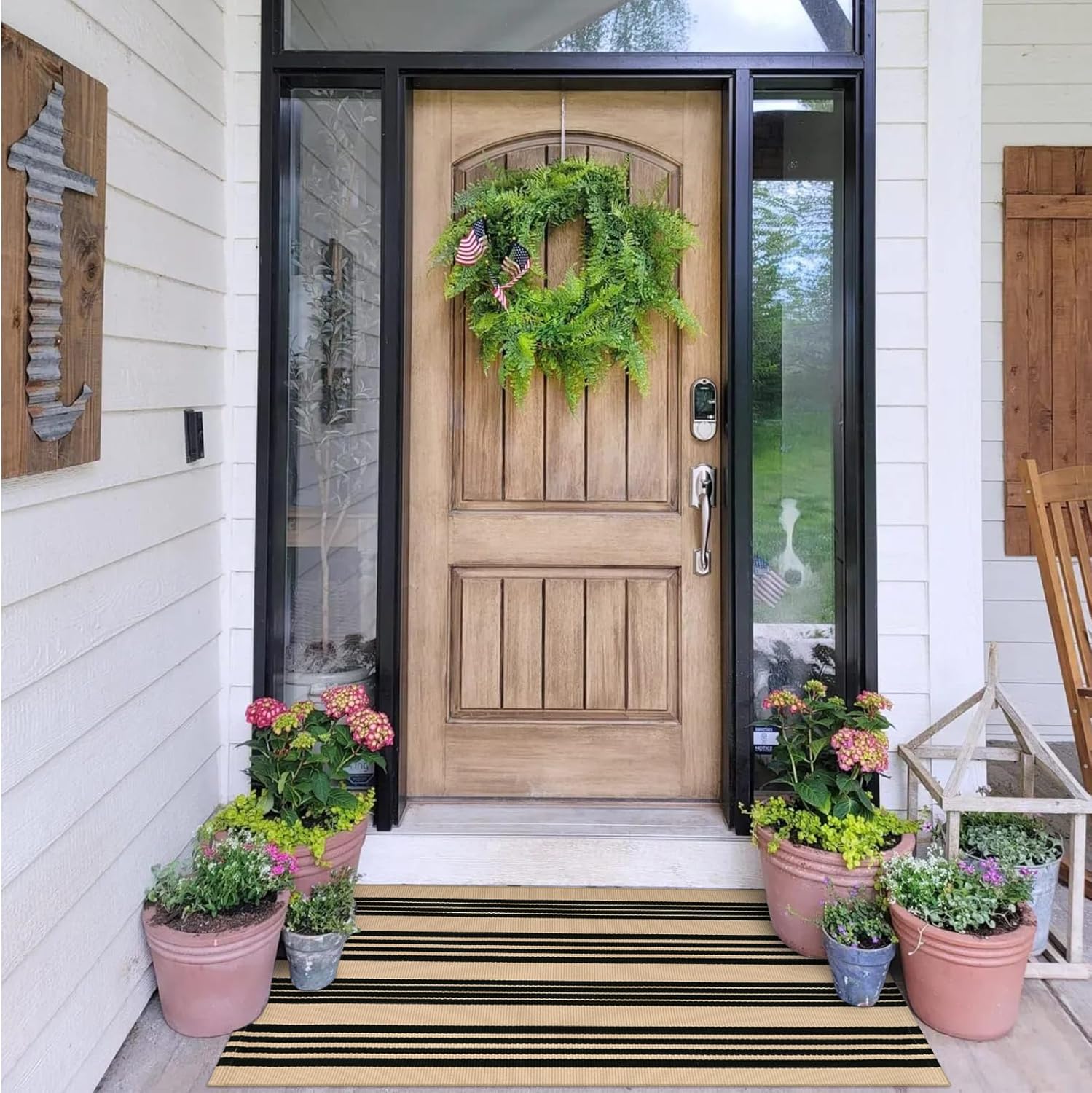 OJIA 275x43 Black and Tan Striped Door Mat