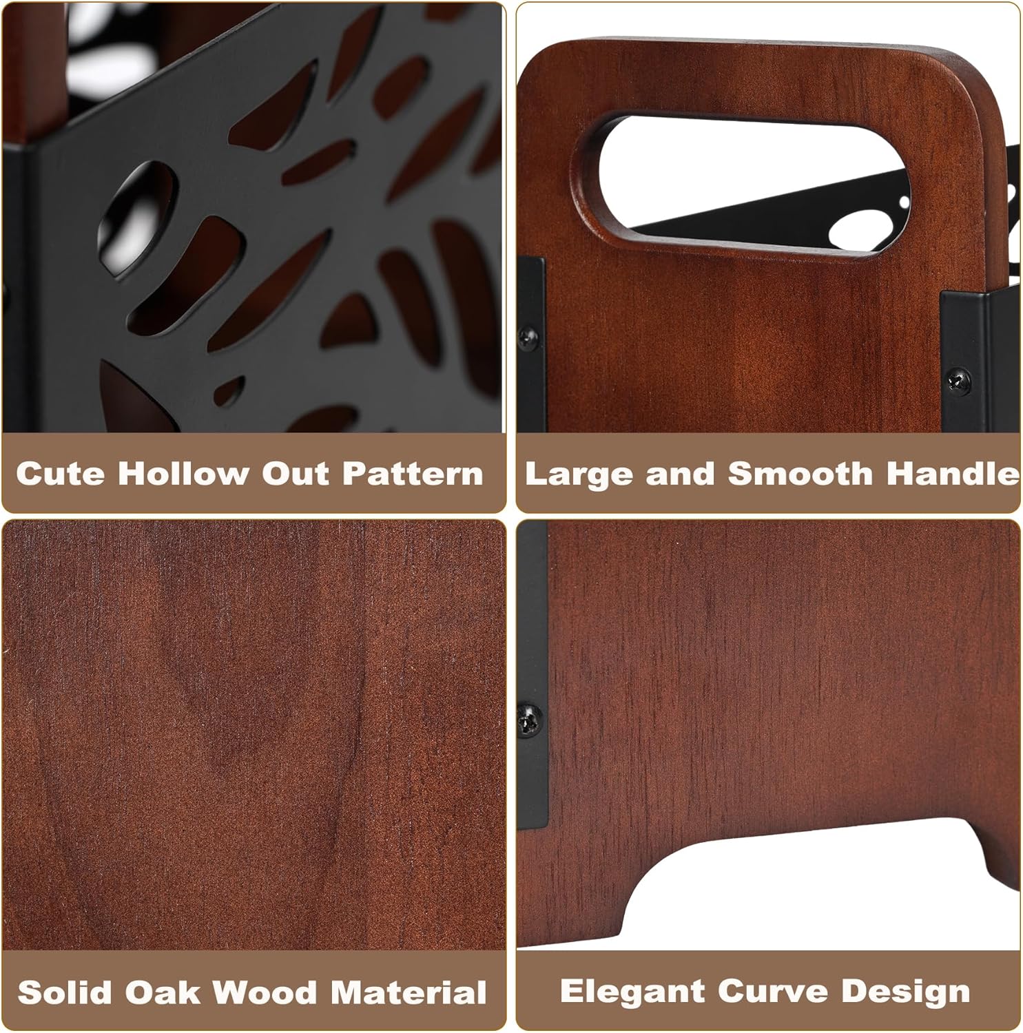 Qilichz Magazine Holder with Handles Wood Rack Rustic Design