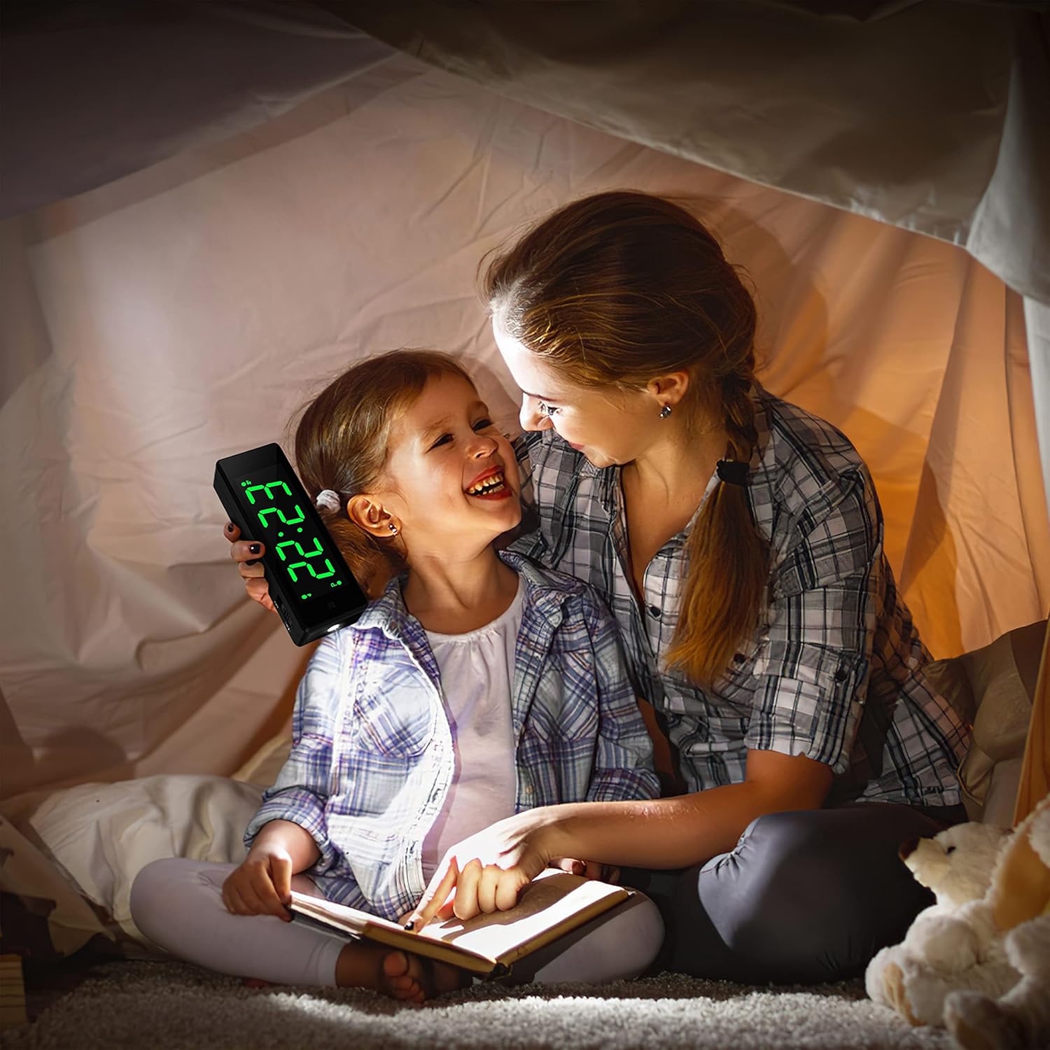 Digital Alarm Clock with Hybrid LED LCD Display and Emergency Flashlight