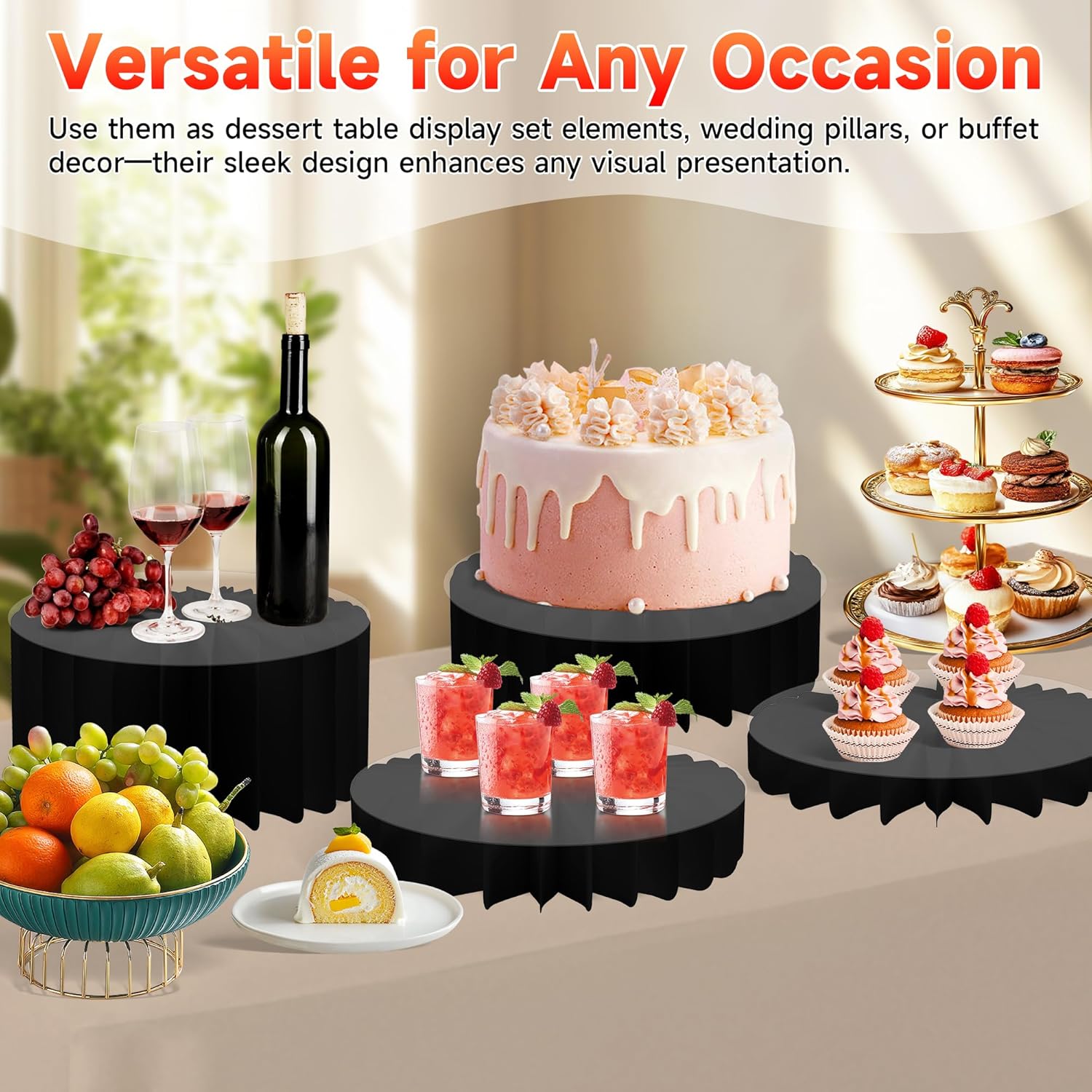 4-Pack Acrylic Buffet Risers for Party and Wedding Displays