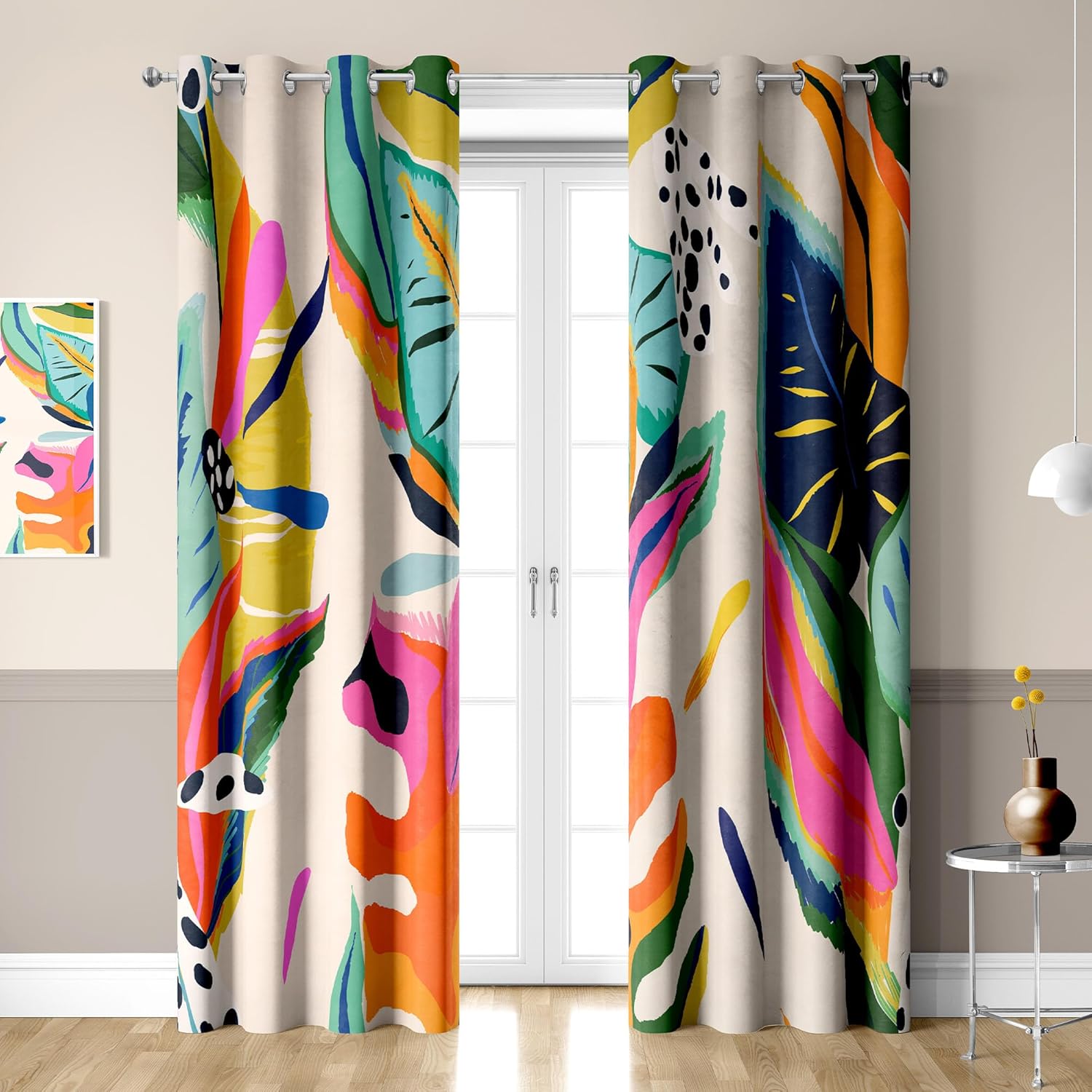 Colorful Blackout Curtains with Grommets 2 Panel Set