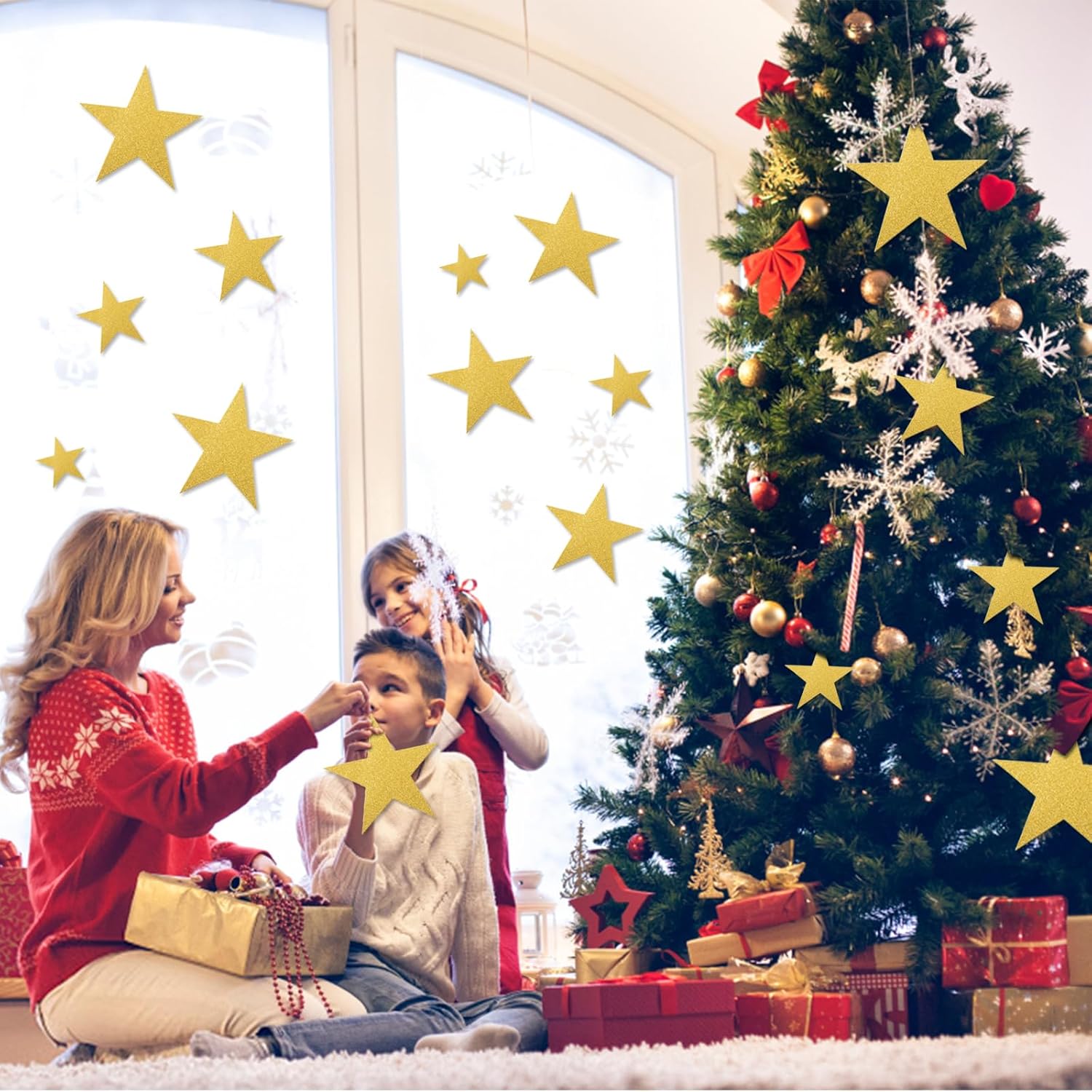 180 Pcs Gold Glitter Star Cutouts for Decorations