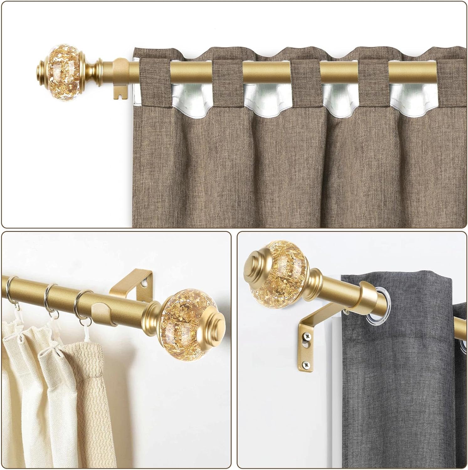 USFOOK 78 Inch Curtain Rods 32-120 Inches Length Adjustable Single Rods