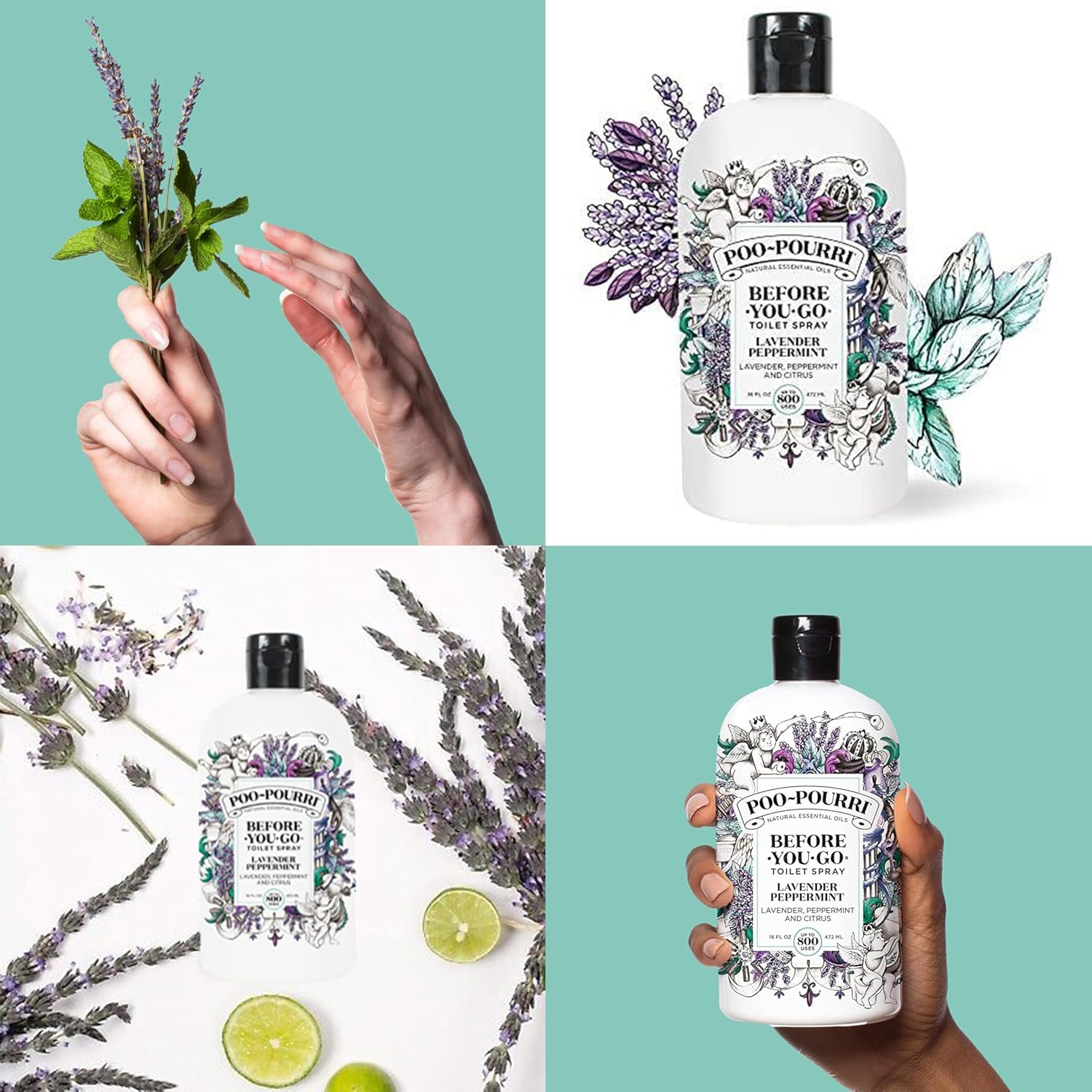 Poo-Pourri Lavender Peppermint Toilet Spray 16 Fl Oz Refill - 800 Uses