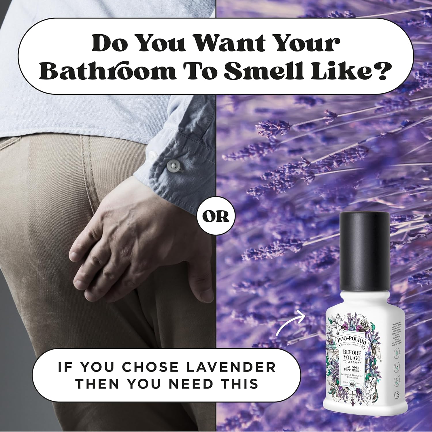 Poo-Pourri Before-You-Go Toilet Spray Lavender Peppermint 2 Fl Oz