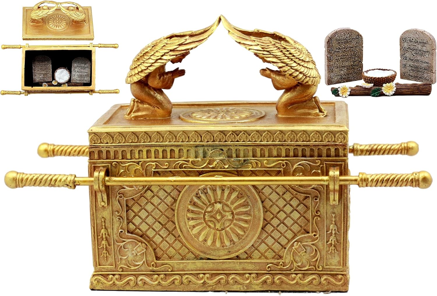 Ebros Matte Gold Ark of the Covenant Decorative Figurine