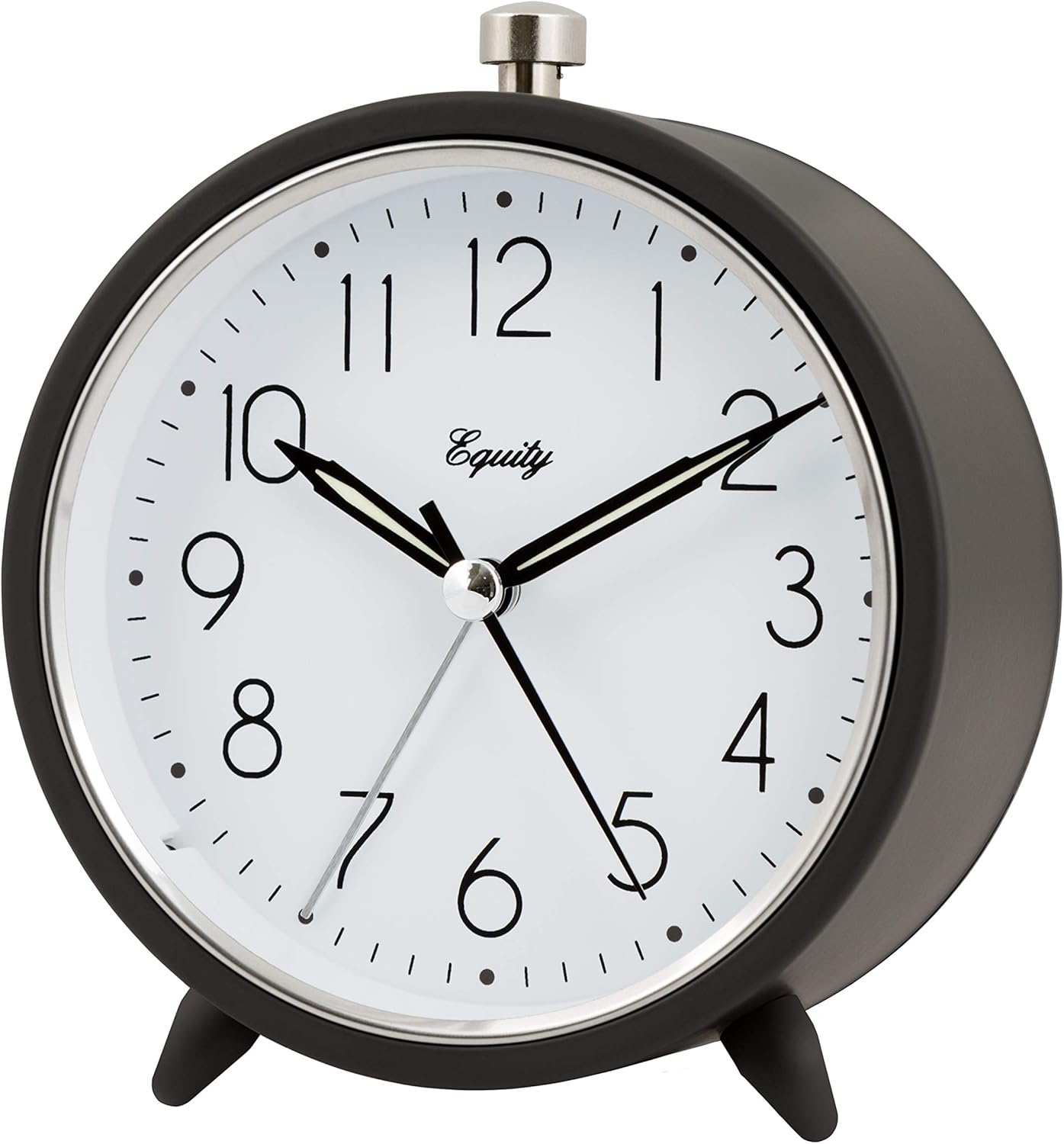 Equity 5 Inch Silent Quartz Alarm Clock Dark Gray