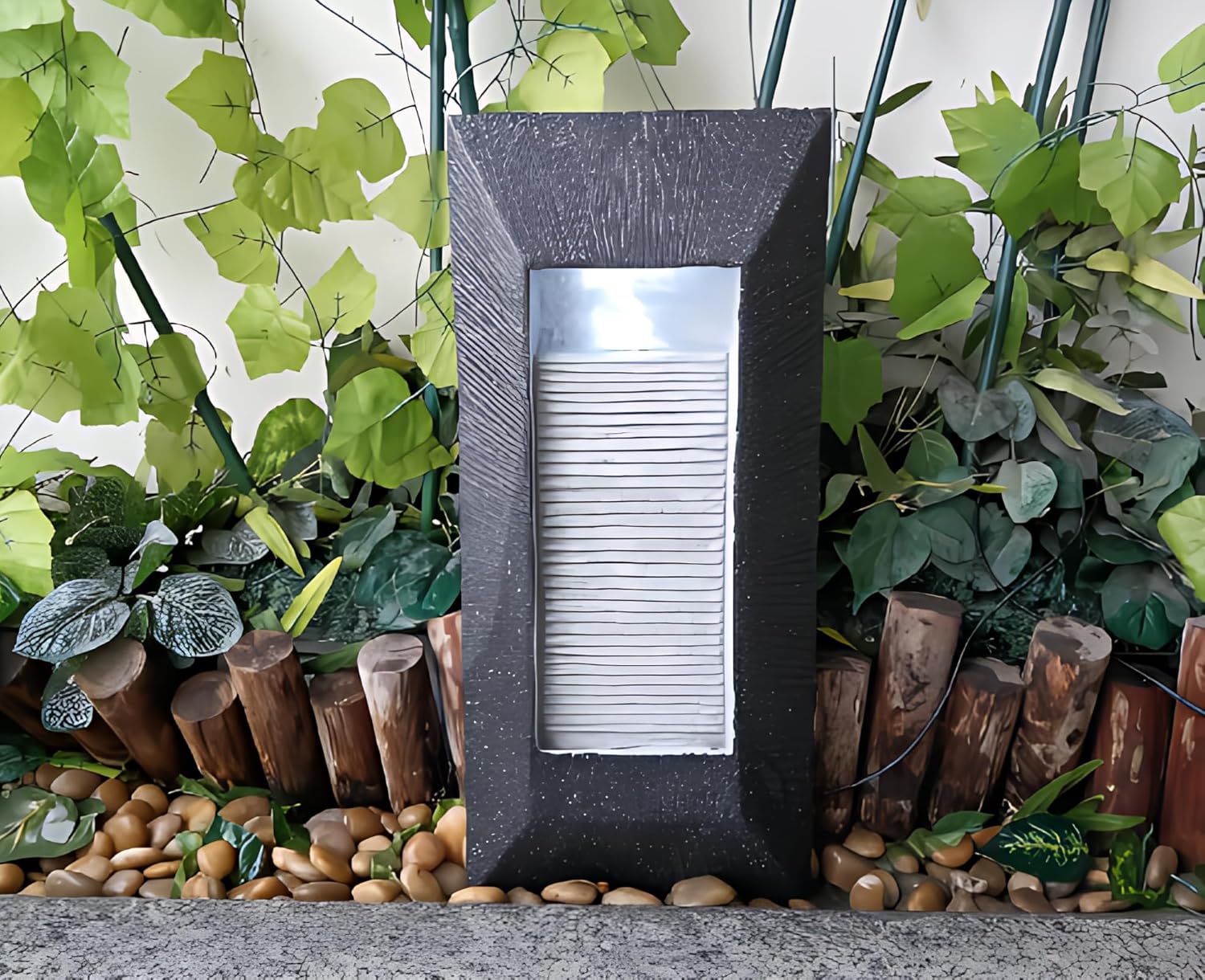 GIDITA 234 In Wall Mounted Modern Resin LED Water Fountain - Charcoal Gray