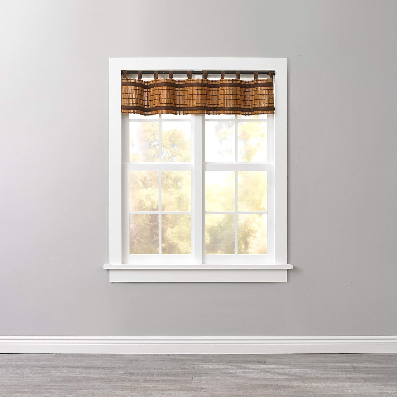BrylaneHome Honey Oak Brown Tab-Top Valance