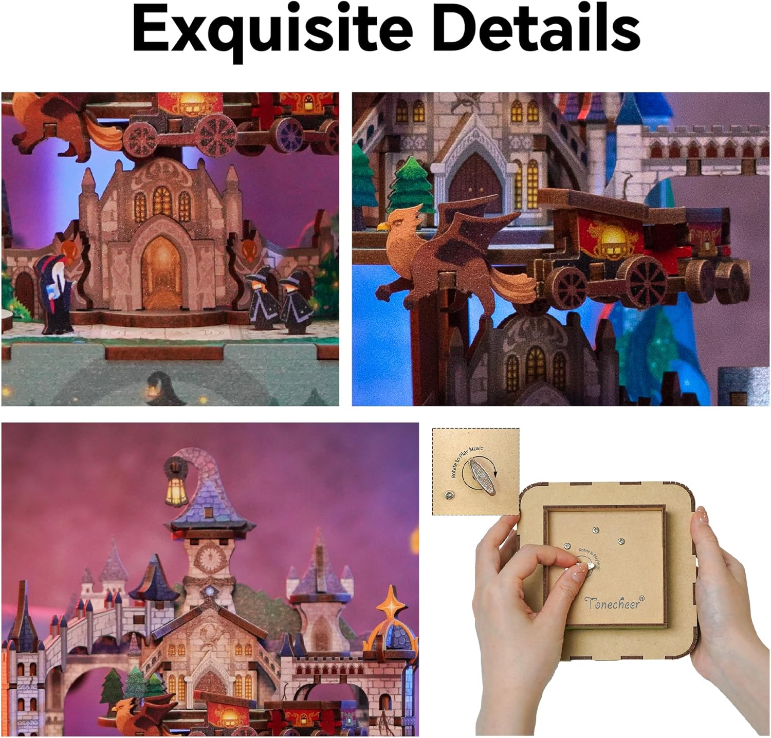 Tonecheer Wooden Music Box Puzzle Castle DIY Kit