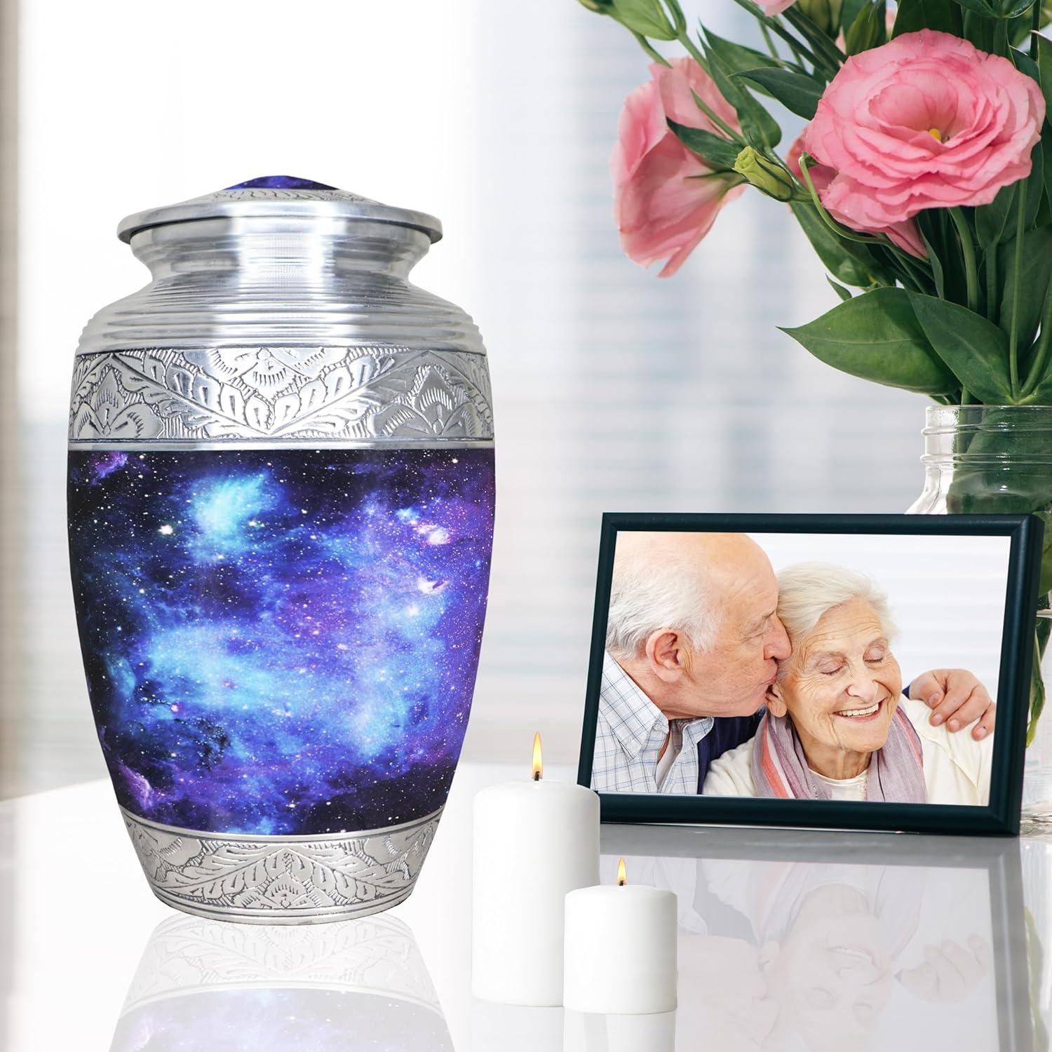 Blue Cosmic Galaxy Large Adult Cremation Urn