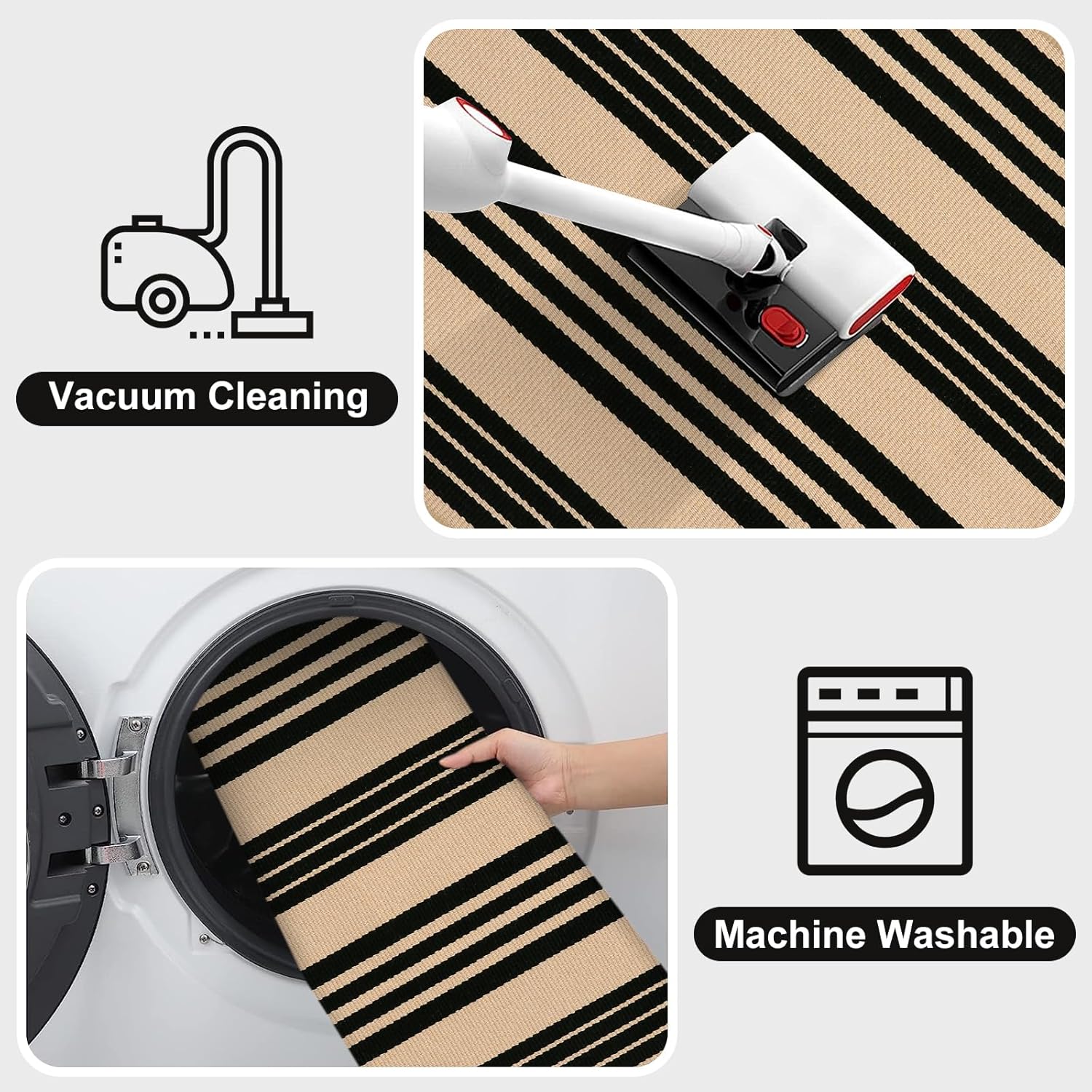 OJIA 275x43 Black and Tan Striped Door Mat