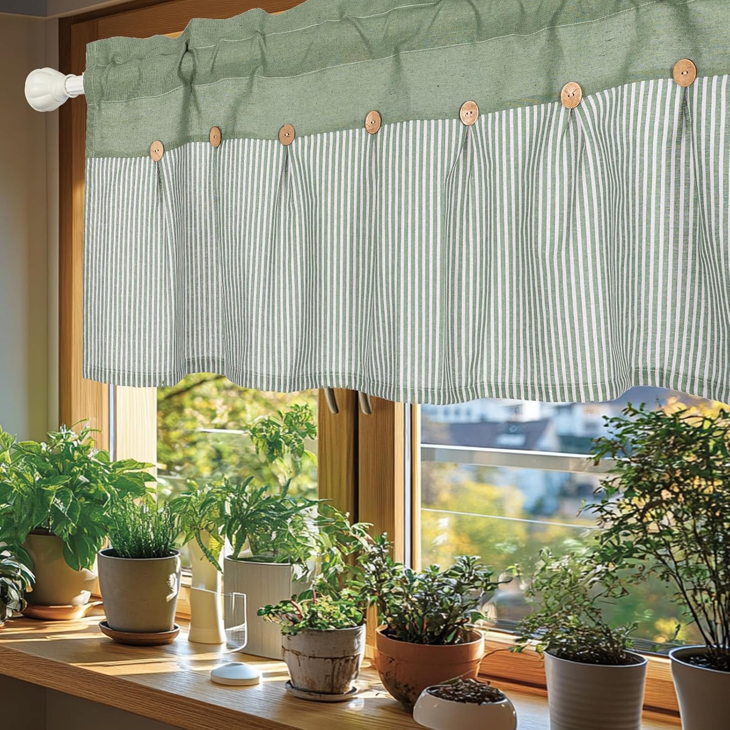 FUANGUI Valance Curtain 42x18 Linen Farmhouse Design