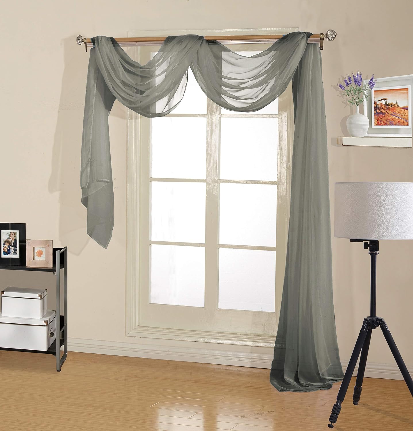 Decotex Sheer Voile Scarf Valance 54 X 216 Gray