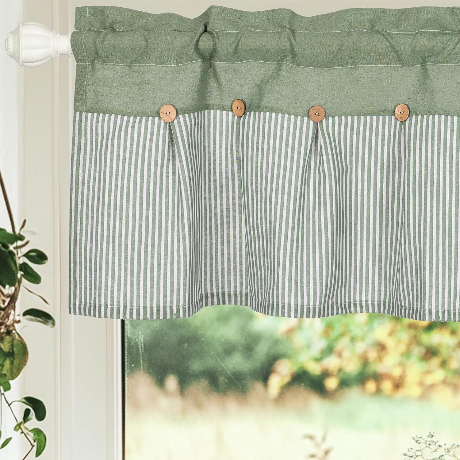 FUANGUI Valance Curtain 42x18 Linen Farmhouse Design