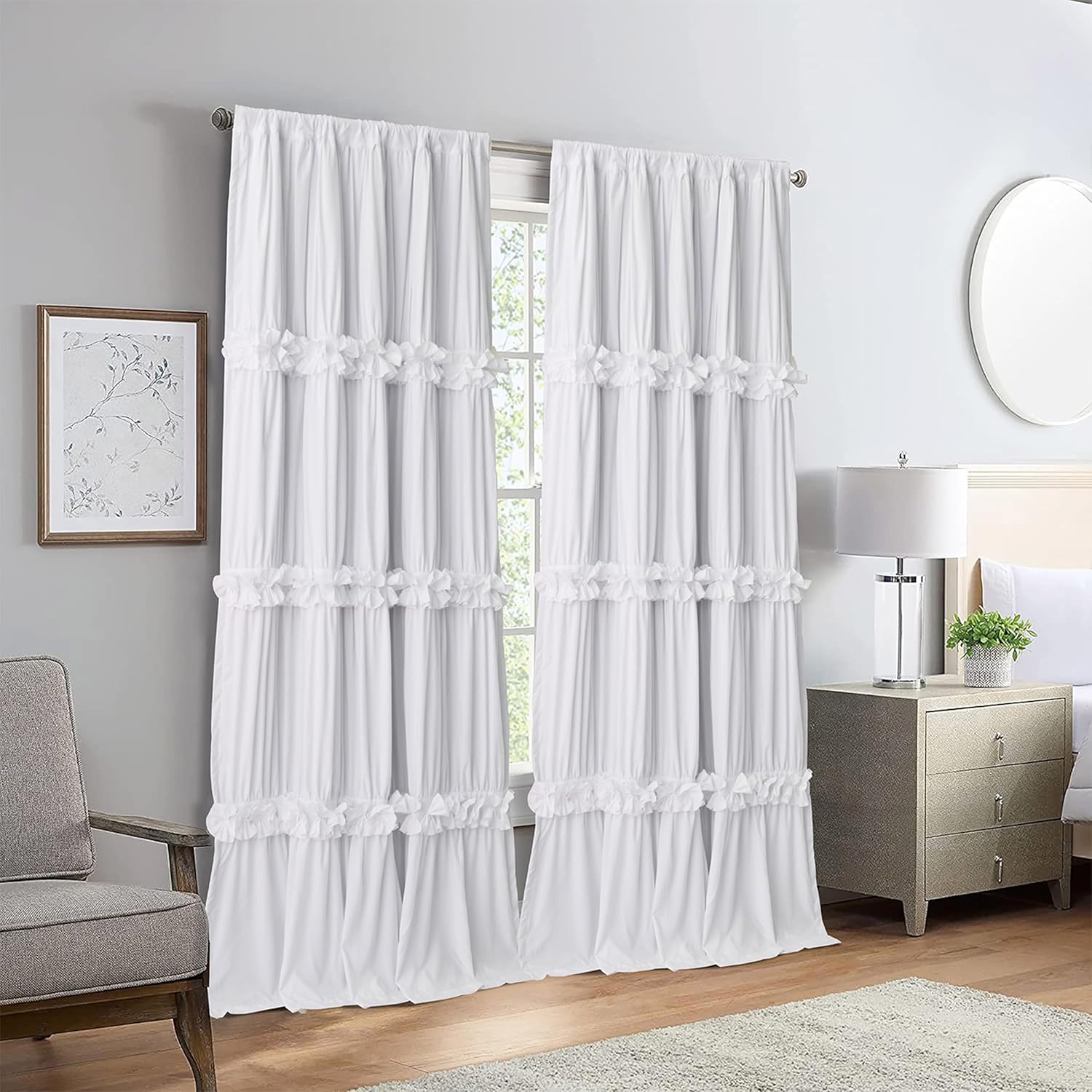 Thermal Insulated Blackout Curtains with Boho Butterfly Flowers
