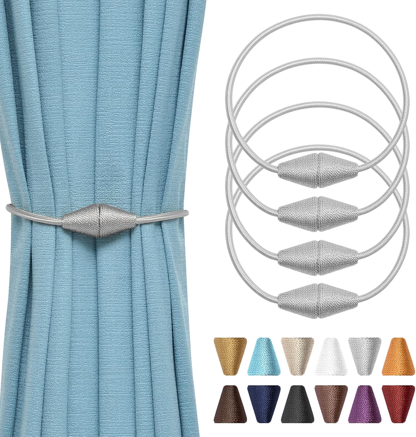 NICEEC 4 Pack Magnetic Curtain Holdbacks
