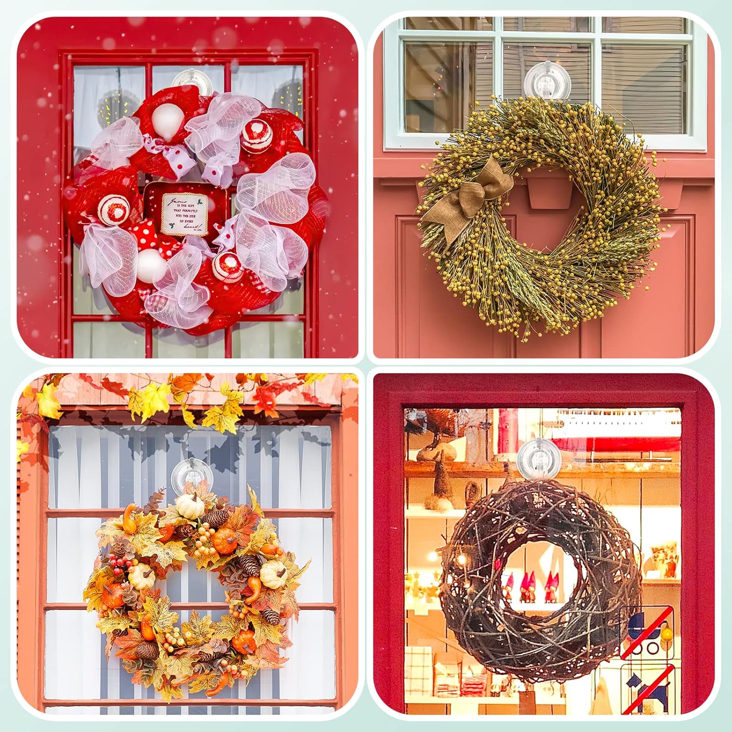 VISV Large Suction Cup Wreath Hanger 4 Pcs