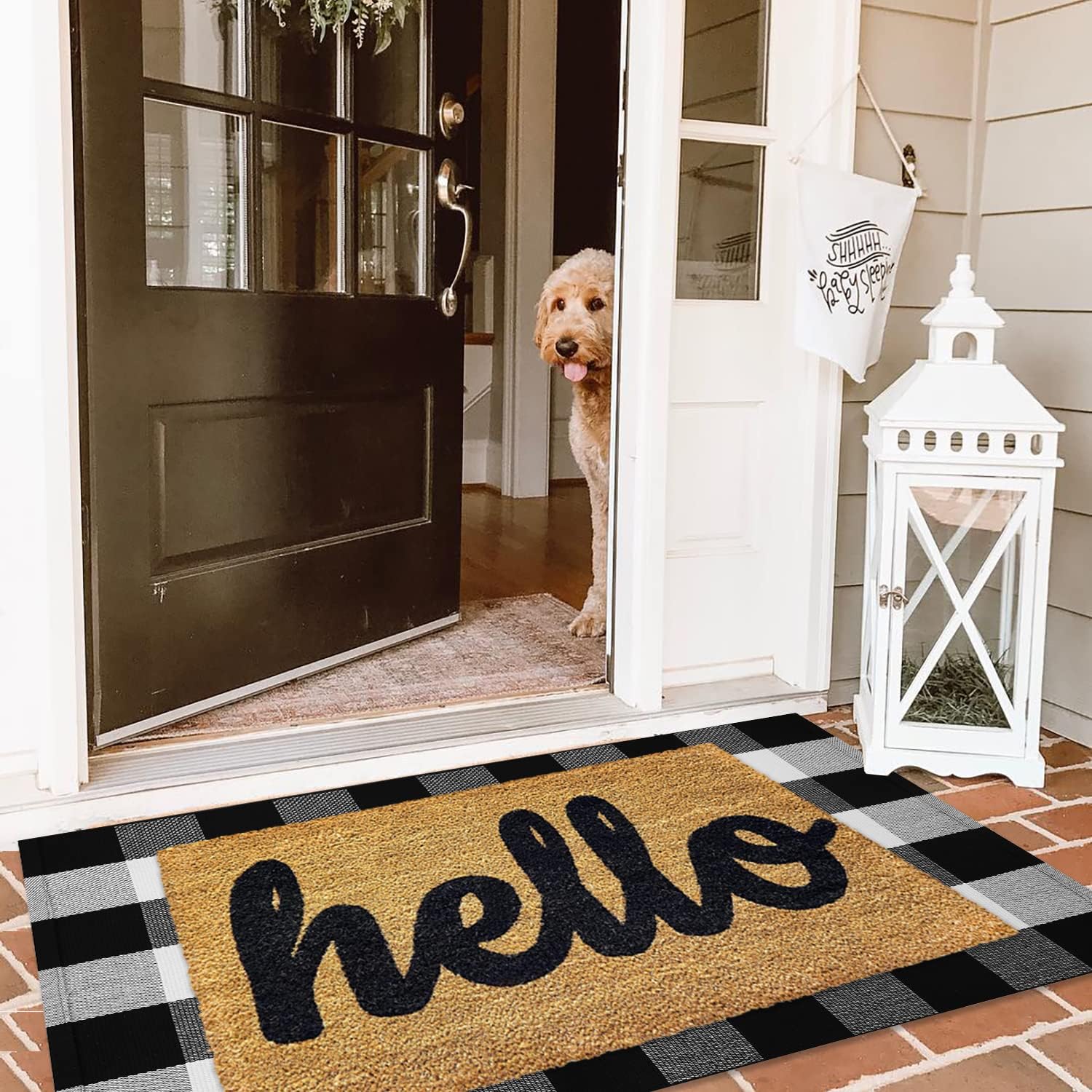 KILOCOCO Buffalo Plaid Checkered Door Mat - 275x43 Inches