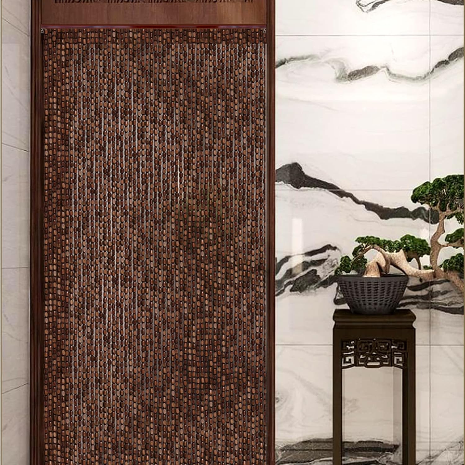 Wood Beaded Curtain for Doorway and Closet