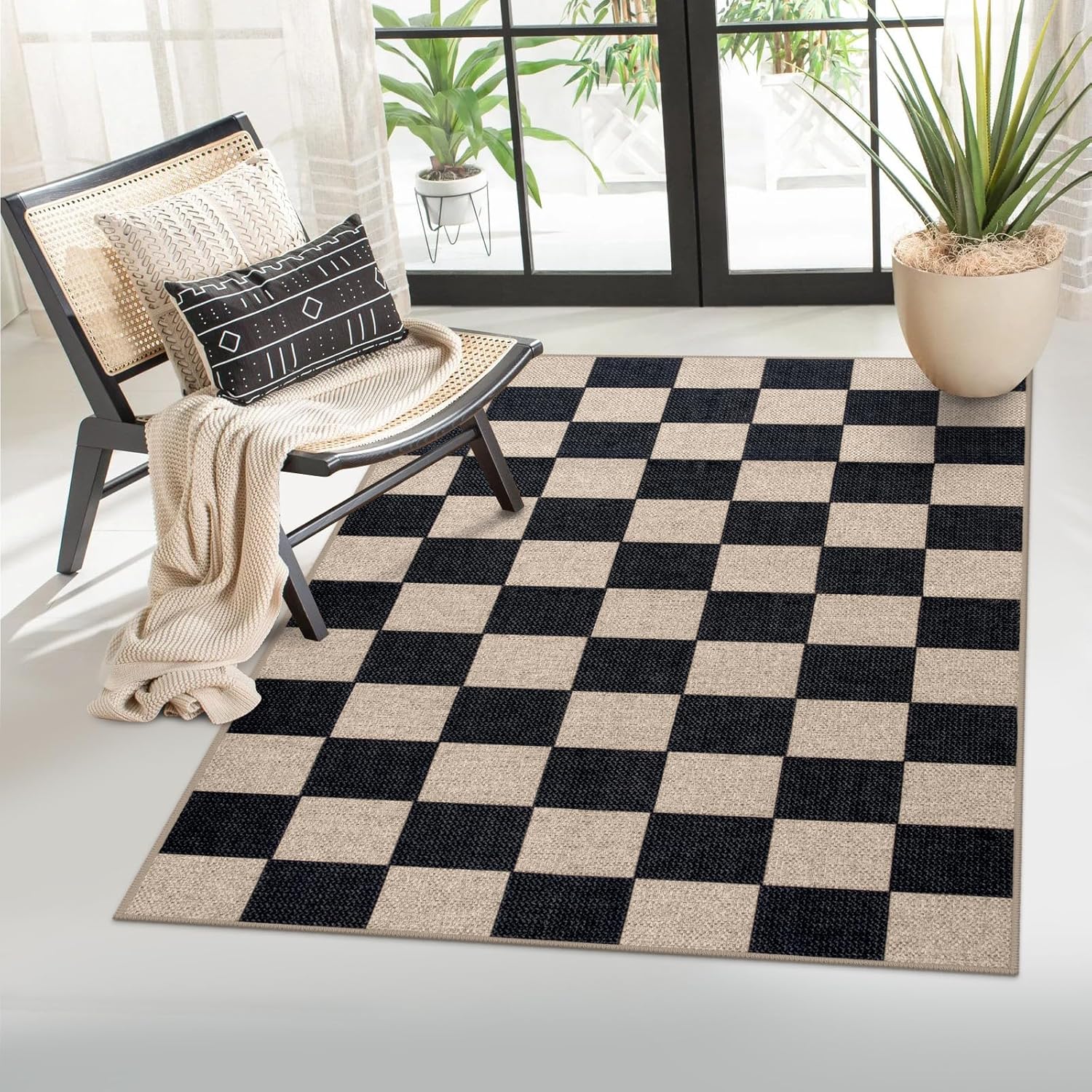 Lahome Checkered Jute Inspired Carpet 3x5