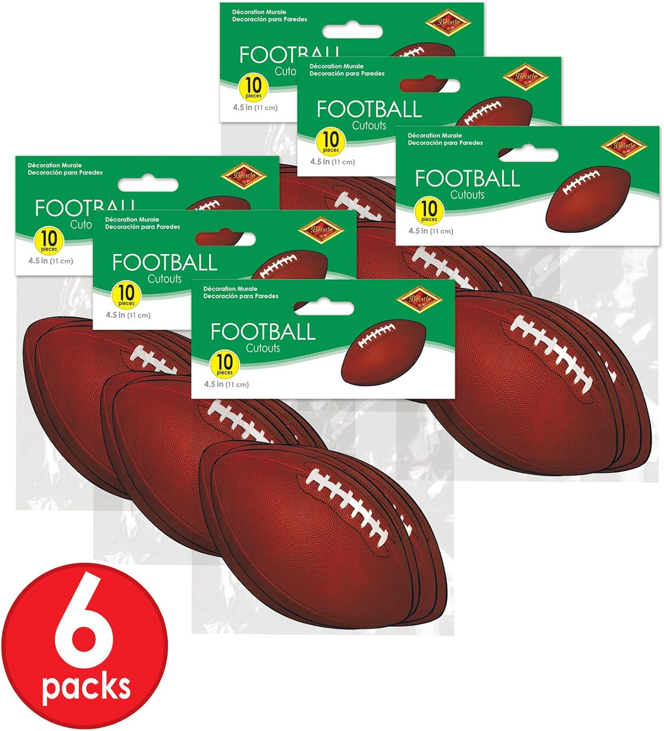 Beistle 60 Mini Football Cut Outs Sports Decor