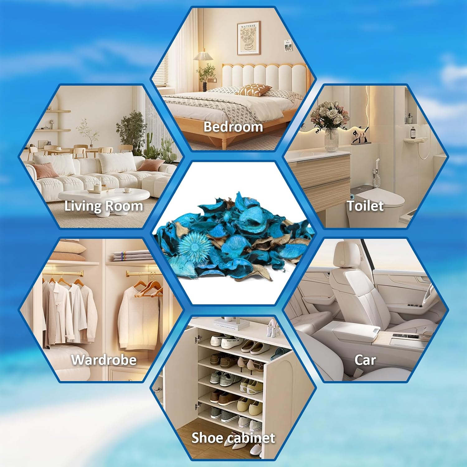 SCENTORINI Ocean Scented Potpourri Bags for Home Decor