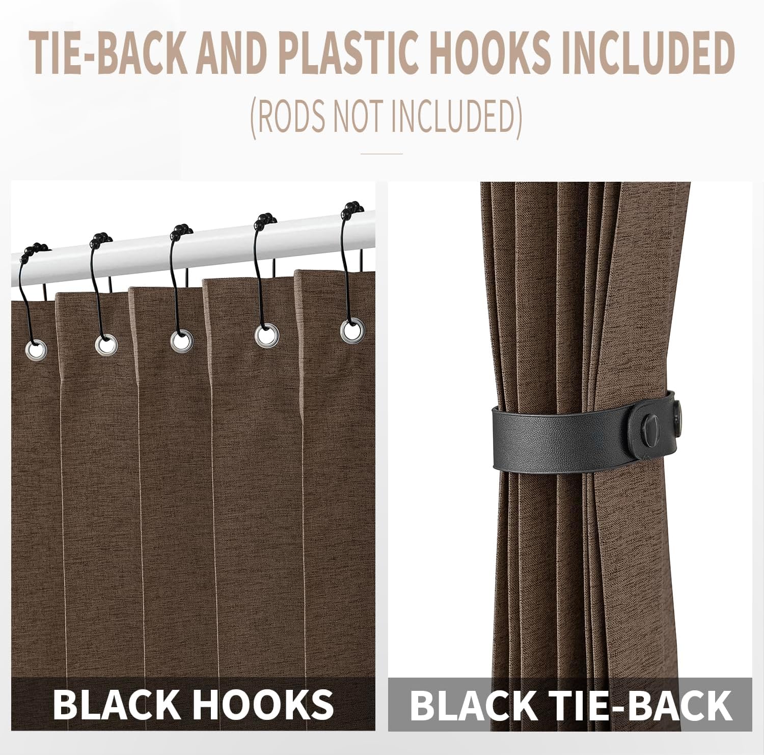 Vatge Door Curtains Brown 1 Panel Tieback Divider
