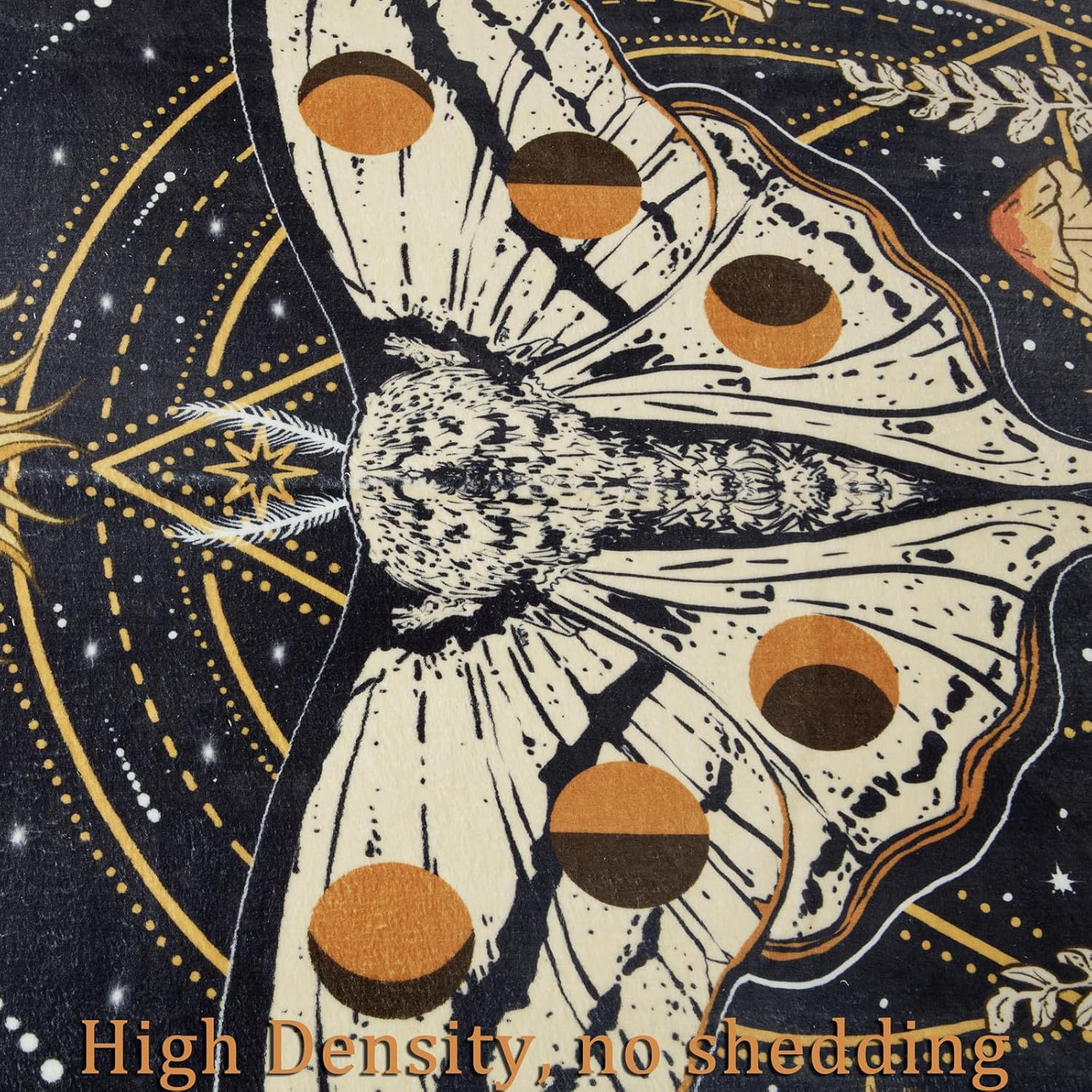 Ouyattle Luna Moth Area Rug 5x7 Black Floral Design