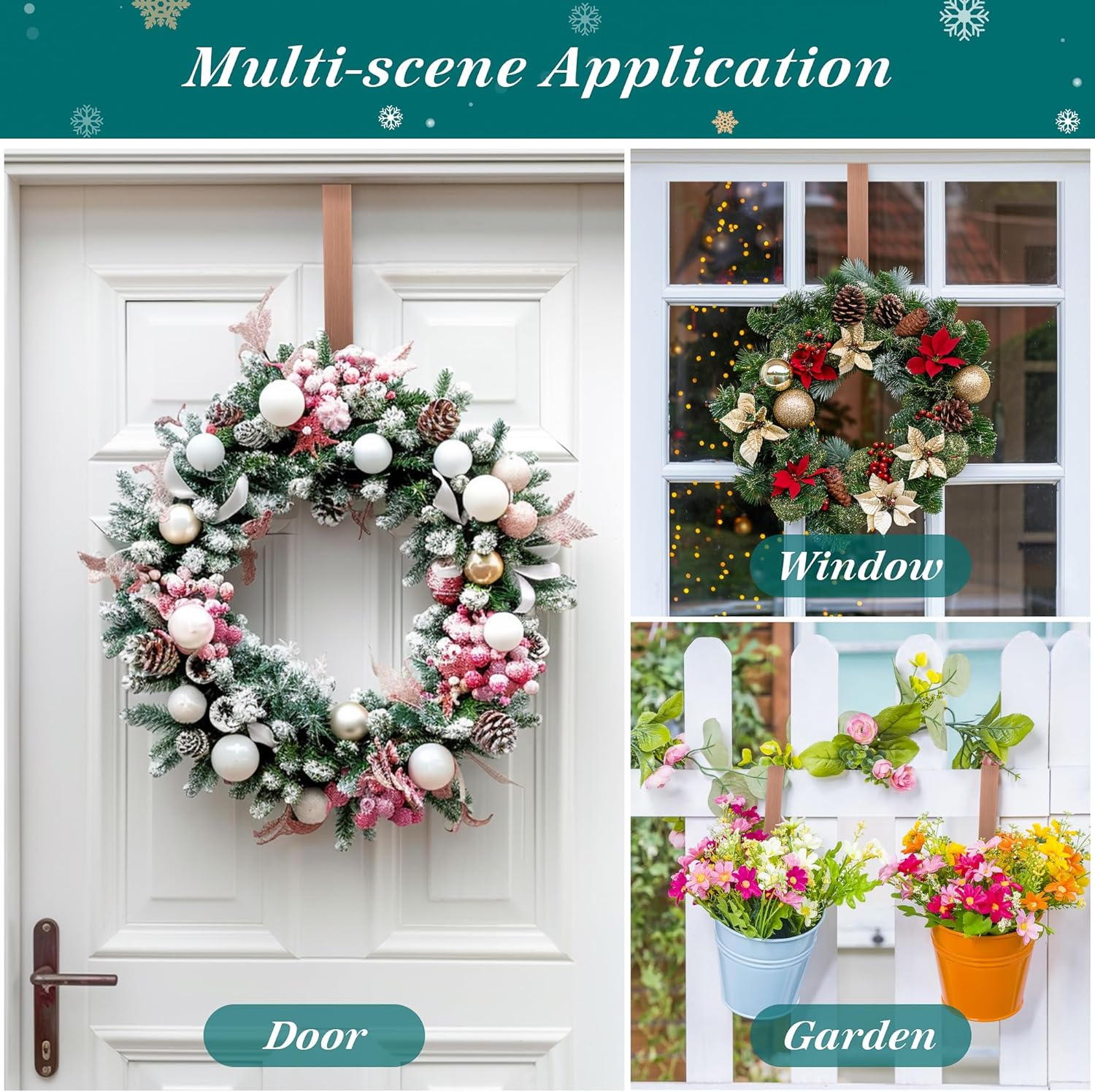 HOOSUN 12 Inch Metal Wreath Hanger for Front Door