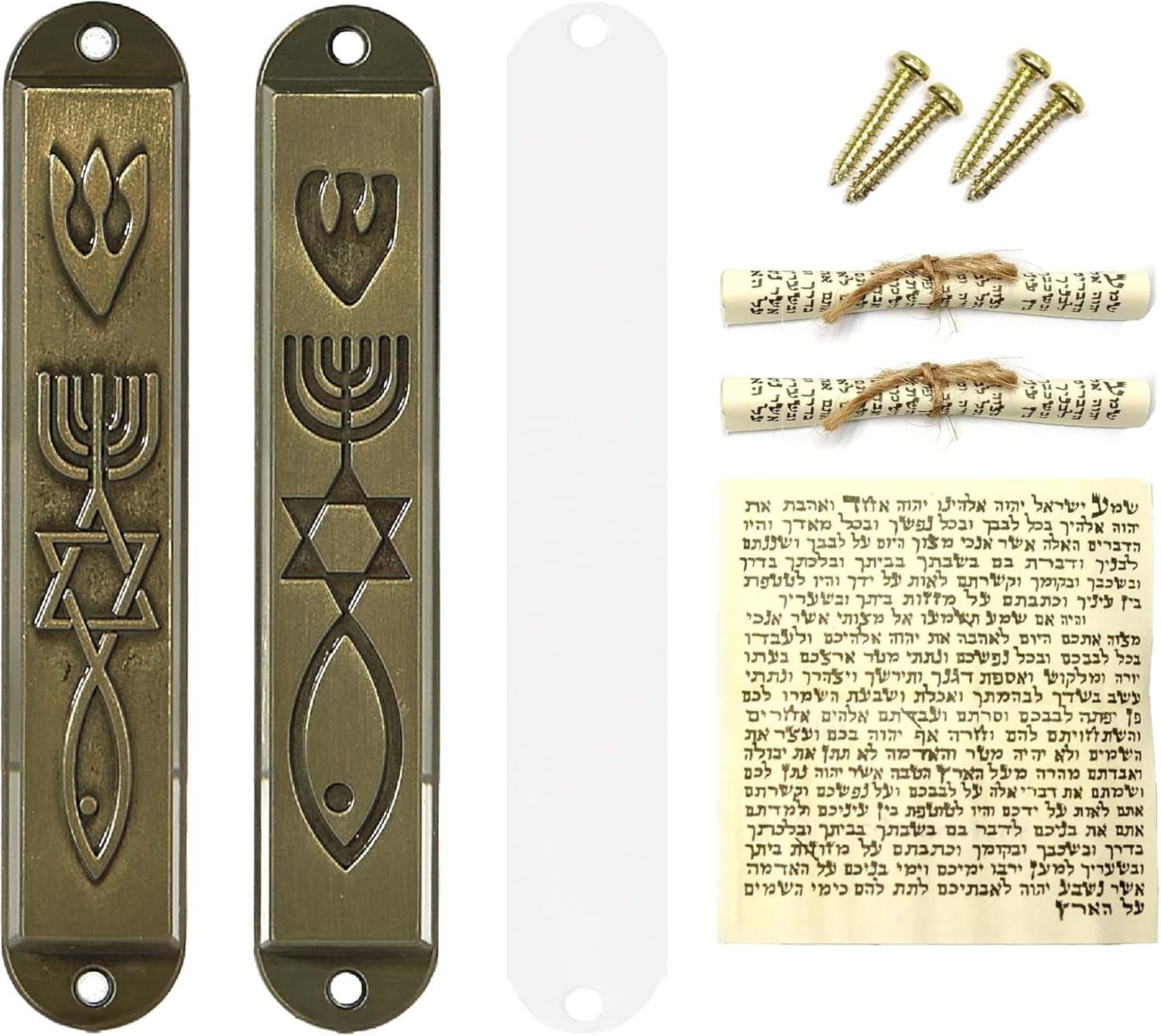 CAMATET Messianic Mezuzah Set of 2 with Scroll and Screws