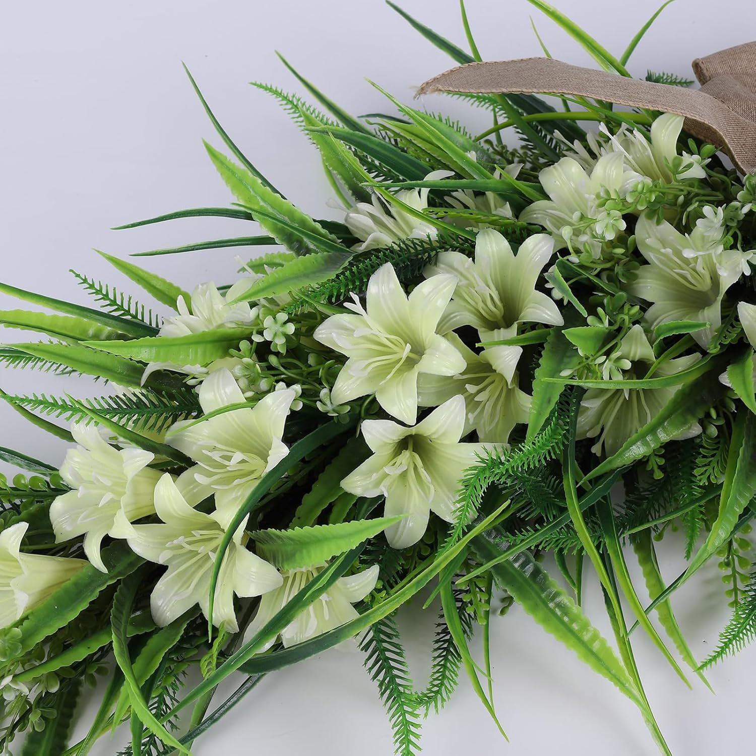 Artificial Lilies Teardrop Swag for Front Door